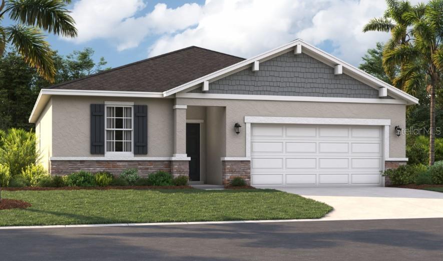 One or more photo(s) has been virtually staged. Under Construction. Stanley Martin presents oversized single-family homes at the Village at Windsor Reserve in Eagle Lake, Florida: an ideal combination of affordable living and an exceptional location near Highway 17, Lake McLeod, and Eagle Lake. Just about 4 miles from vibrant downtown Winter Haven and a 15-minute drive from Legoland, this community offers easy access to Orlando attractions in less than an hour. Outdoor enthusiasts can enjoy options like boating, kayaking, and fishing on the Polk County Chain of Lakes.
The Portland is the perfect plan to take advantage of the Florida lifestyle. In this home, guests are greeted by a covered entryway that leads to a spacious living area on the main level. No matter where you are in this space, the open floor plan is a great place to entertain family and friends. The kitchen island allows for natural movement through the main level, keeping the kitchen as the focal point of the home. Two spacious bedrooms share a bathroom on the main level, and the true showcase of this home is the primary suite, which offers the utmost in luxury and privacy. It has everything you need with dual vanities, a large walk-in closet, and a walk-in shower. This home is an oasis for those looking for a new construction home, built for the way you live!