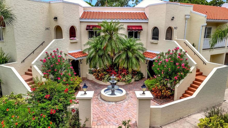 Welcome to Vizcaya, a gated Mediterranean-inspired oasis where elegance meets convenience. The entrance to the condo features a beautiful courtyard with a fountain.  This beautifully maintained 3-bedroom, 2-bath condo (with one bedroom currently used as an office) offers a bright, open-concept living and dining area with vaulted ceilings and abundant natural light. The updated kitchen features a pass-through window to the dining area, perfect for entertaining. 

The spacious primary suite includes a vaulted ceiling, His/hers closets, and an ensuite bath with a relaxing jetted tub. The guest bath offers a convenient walk-in shower. Enjoy serene water views from the expansive enclosed lanai that spans the entire length of the home, overlooking a peaceful pond.

Vizcaya residents enjoy resort-style amenities including four scenic lakes, a newly remodeled clubhouse with dance floor, modern kitchen, sauna, exercise room, library, billiards room, and a large heated pool. An active social committee keeps the calendar full!

Ideally located near IMG Academy, the stunning beaches of Anna Maria Island, Longboat Key, and Siesta Key, and just minutes from downtown Bradenton, Sarasota, theaters, shopping, museums, and top medical centers.
Condo also features a deeded covered carport space with additional storage closet. Living room fireplace does not convey

Start living your Florida dream today!