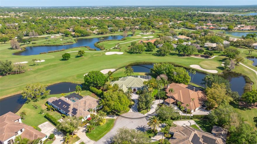 Welcome to premier country club living in Laurel Oak Estates. This custom built five-bedroom home, nestled at the end of a serene street, is truly designed for comfort and entertaining. With its soaring ceilings, disappearing walls of glass and a flowing floor plan, it offers a seamless indoor-outdoor living experience. The expansive lanai with generous undercover space, pool, spa and outdoor kitchen is perfect for enjoying Florida's beautiful weather. An authentic wine cellar conversion and a three-year-old roof add to the appeal.. Bordering the Laurel Oak Player golf course hole number 15, it offers the ambiance of fairway, green, and lake views beyond the lush lawn. Positioned and landscaped for privacy from either side. Laurel Oak Country Club Memberships are optional.