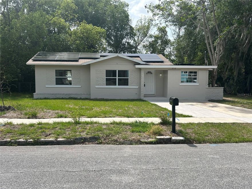 Move in ready home. Fresh paint inside and out and new ac system just installed. Solar panels assist in keeping electric bills low. Nice large 100x140 lot on a paved street with sidewalks. Walk to downtown DeLand to stay fit and enjoy a vibrant active community.  This home is a doll house. Check it out.