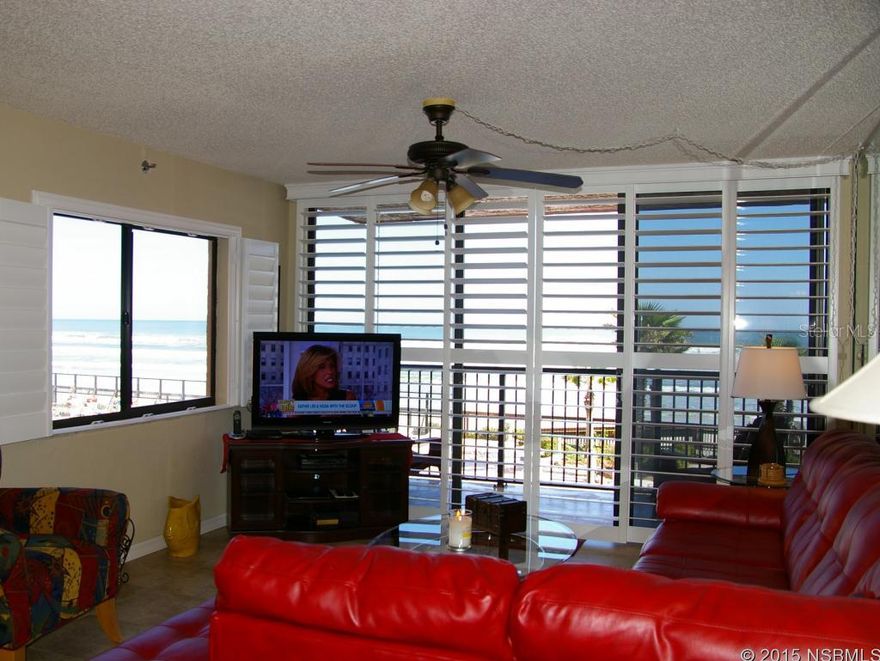 Large 2BR/2BA DIRECT OCEANFRONT condo with amazing views of the NO-CAR beach, surf and sunrise. This light & bright unit has been tastefully updated with new wood cabinets and granite counters with undermount sinks in kitchen and baths. Cabinets have dovetail drawers with auto closers. Other upgrades include new $6K+ plantation shutters for windows and sliders, new fiberglass fron entry door, new carpet, recently painted interior and decorator light fixtures and fans. Unit comes completely furnished with fine dÃ©cor (new leather couch), LCD TV's and everything in between to make it move-in ready (Just bring your toothbrush!). Lots of windows to take in the views, as well as large balconies, make this unit feel like it's a large corner. Enjoy an inside-unit laundry with washer and dryer. Unit has walk-in closets in each bedroom and an additional W/I  storage closet for beach gear. Building amenities include heated oceanfront pool, clubhouse, tennis courts, shuffleboard and basketball, gas grilles for cookouts, cable and Wi-Fi, fire sprinkler system, an enclosed parking garage and on-site rental management for those looking for income potential. ALL INFORMATION IS ASSUMED ACCURATE BUT NOT GUARANTEED. BUYER(S) AND THEIR AGENT(S) SHALL BE RESPONSIBLE FOR VERIFYING ALL INFORMATION PROVIDED. ;LocationDescription: Condo ;Water: City
