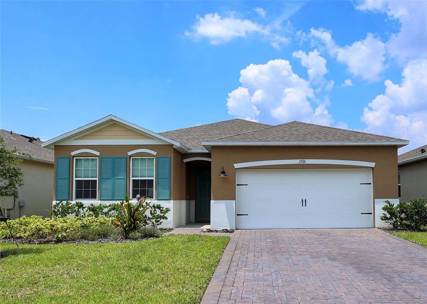 Welcome Home! This stunning home in the gated area of Oak Leaf Preserve features 4 bedrooms and 2 bathrooms, with durable concrete construction. Inside, you'll find a bright and open floor plan highlighted by a spacious kitchen with a huge 7-foot island, granite countertops, a breakfast bar, and stainless steel appliances. The primary bedroom offers a lovely water view and a luxurious en-suite bathroom with double vanities, granite countertops, and two generous walk-in closets providing ample storage space. Additional highlights include an inside laundry room and a well-designed split plan for added privacy. Step through the back slider doors to a spacious 23x9 back porch where you can enjoy serene water views, host barbecues, and spend quality time with family. The community enhances the home's appeal with its array of unique amenities, including well-maintained walking trails and a community pool, ideal for those who enjoy an active lifestyle. Located just minutes from the beach, it offers the best of both worlds: a serene retreat with easy access to I-95 and a mere 5 miles from the vibrant shopping and dining scene of downtown New Smyrna Beach. This prime location combines convenience and coastal charm, making it a standout choice. This home will not last long, call today for a private showing. All information is intended to be accurate, but is not guaranteed.