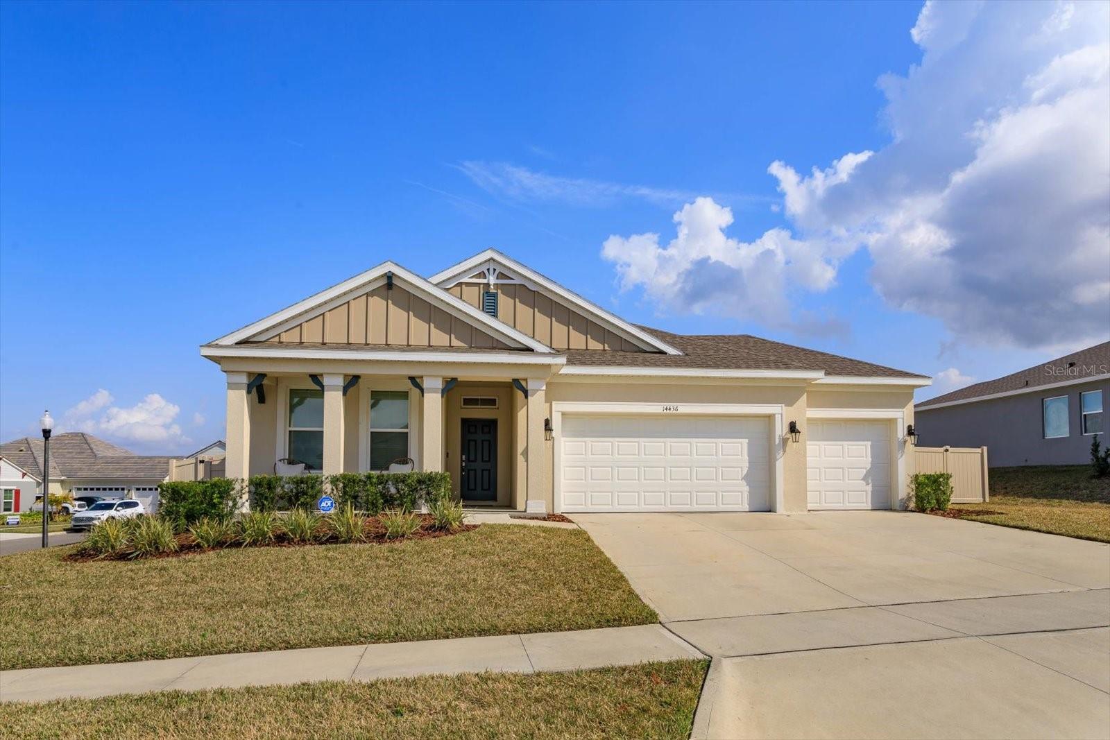Desirable Robinson floor plan located in the highly sought after community of Lake Apopka Sound. This spacious one-story 4 bedroom, 3 bath home is located on an oversized corner lot with a fully fenced backyard offering plenty of privacy and room to play/entertain. As you enter the foyer you are greeted with two guest bedrooms and a guest bathroom with a double vanity. The fourth bedroom and third guest bath are located off the entrance of the garage. As you head down the hallway, you are greeted with a linen closet and laundry room with doors for privacy. The well-appointed kitchen complete with stainless steel appliances overlooks the living area, dining room, and outdoor screened in lanai. Entertaining is a breeze, as this home features a spacious granite kitchen island, dining area and a walk-in pantry for extra storage. The primary suite, located in the back of the home for privacy, has an ensuite bathroom with a double vanity, a spacious shower and garden tub perfect for relaxing after a long day, and a walk-in closet. Located directly on beautiful Lake Apopka this community is a hidden gem! Just a short drive to beautiful downtown Winter Garden and located near the West Orange Trail.