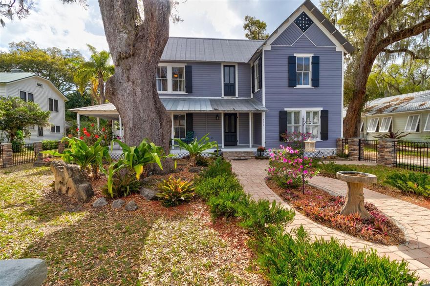 Built in 1889, this historic property has been owned by the same family for 5 generations and is now ready for a new owner to love and enjoy its pleasures and charms.  Featuring 4 bedrooms and 3 and half baths, this home also has a 2 car detached garage and a spacious brick paved, screened in lanai, inground salt water pool and spa for your comfort and entertaining.  Situated in the heart of New Smyrna Beach's downtown, just 3 blocks off canal st, it sits on 1/3 of an acre of beautifully manicured land.  Pride of ownership resonates throughout the home as it has been meticulously maintained and upgraded through out the years.  Upgrades include electrical, plumbing, kitchen, inside laundry and downstairs master suite.  Additional upgrades include foam sprayed insultation in the under the house, and newer air-conditioning units for both upstairs and downstairs, fresh interior and exterior paint, new river rock and freshly laid sod.  No stone has been left unturned, in keeping this house maintained and in top notch condition.  So sit back and enjoy your morning coffee on the wrap around porch and move right in and start to enjoy all New Smyrna has to offer in you new, home sweet home. ;Water: City