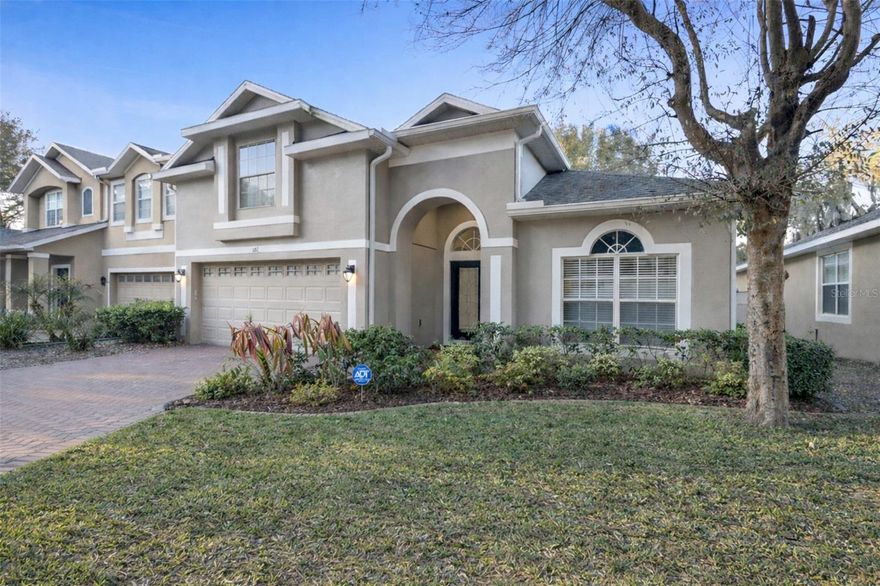 One or more photo(s) has been virtually staged. Spacious Property located in the sought-after Saddlebrook Community perfectly tucked away on a quiet cul-de-sac. This Brookwood II model offers a well-designed and recently updated 4-bedroom, 3-bath layout with three bedrooms downstairs and a private fourth bedroom with full bath upstairs, ideal for guests, teens or a bonus retreat. The home also features a versatile front flex room that can easily serve as an additional bedroom, home office, study, well suited for today’s flexible lifestyles. Major upgrades include a newer roof 2023, new HVAC 2025, new flooring, new baseboards, new stone countertops & new backsplash. Providing peace of mind knowing the most important improvements have already been completed for comfort and efficiency. The garage includes added insulation, helping keep it cooler in the summer and warmer during seasonal changes.
Upon entry, you’re welcomed by a paved driveway and a bright, open layout highlighted by new flooring and baseboards throughout. With an added touch of elegance, tray ceilings with built-in remote control lighting to enhance the refined and inviting ambiance. Large windows fill the home with natural light, creating a warm and airy atmosphere.
The kitchen serves as the heart of the home with stone countertops, a stylish backsplash, 42" cabinetry and a breakfast bar, opening seamlessly to the living and dining areas. The spacious primary suite is filled with natural light and offers a relaxing view of the community fountain pond. The en-suite bathroom provides a spa-like experience with a large walk-in closet, private water closet, garden jetted soaking tub, dual vanities and walk-in shower. Additional bedrooms are thoughtfully arranged in a split floor plan for added privacy. An indoor laundry room leads directly to the 2-car garage for everyday convenience. Enjoy outdoor living in the screened-in covered lanai, ideal for relaxing or entertaining. Saddlebrook offers sidewalk-lined streets, a large community swimming pool with pool house & playground, creating a welcoming neighborhood feel. Centrally located with easy access to I-4 access, shopping, hospitals, medical centers, schools and DeLand’s historic downtown, this home truly offers comfort, convenience and community.