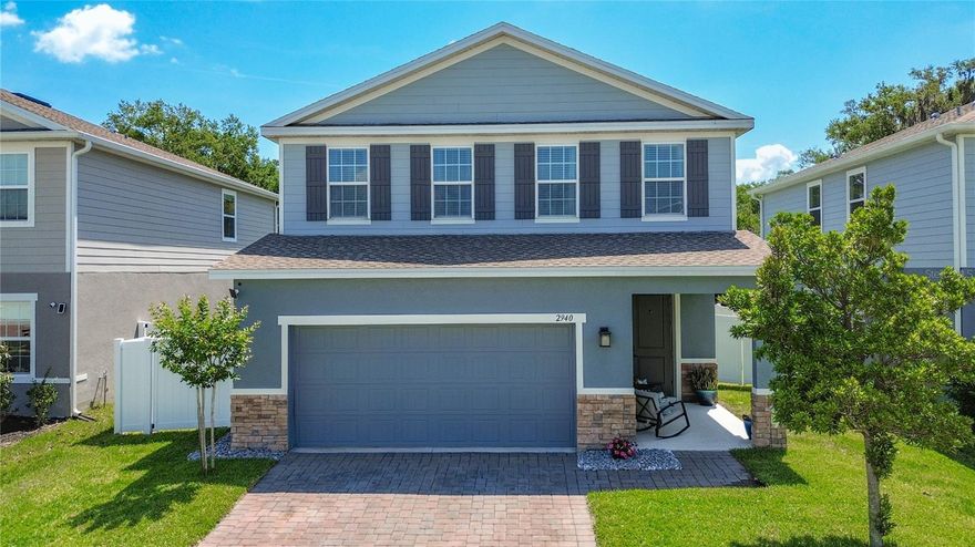 Welcome to a home that perfectly blends MODERN ELEGANCE, FUNCTIONAL DESIGN, AND PRIME CENTRAL FLORIDA LOCATION. Ideally situated just approximately 10 minutes from Orlando International Airport and 10 minutes to the heart of Lake Nona’s Medical City, Town Center, upscale dining, and premier shopping, this beautifully maintained residence offers the lifestyle today’s buyers are searching for—space, convenience, and refined comfort. 

From the moment you arrive, the home’s crisp architectural lines, stone-accented exterior, paver driveway, and covered front porch entry create a polished first impression. Step inside and you’re welcomed by soaring ceilings, abundant natural light, and expansive open-concept living spaces that immediately feel both grand and inviting.

The heart of the home is a CHEF-INSPIRED GOURMET KITCHEN designed to impress—featuring oversized granite island seating, designer pendant lighting, elegant white cabinetry, stainless steel appliances, custom backsplash, walk-in pantry, and an open flow perfect for entertaining. This space seamlessly connects to the spacious dining and great room, creating a central gathering space that feels effortless, bright, and sophisticated.

The MAIN-LEVEL BEDROOM AND FULL BATH offer ideal flexibility for guests, multigenerational living, or a private executive office.

Upstairs, the home opens to a thoughtfully designed second level featuring a GENEROUS PRIMARY SUITE RETREAT, complete with oversized proportions, spa-like bath with dual vanities, walk-in shower, and expansive closet space, creating a true sanctuary. Additional bedrooms are spacious and well-appointed, while the UPSTAIRS BONUS/FAMILY ROOM provides exceptional flexibility as a media lounge, game room, second living area, or home workspace.

One of this home's standout features is its rare layout offering FIVE TRUE BEDROOMS, MULTIPLE LIVING SPACES, AND THREE FULL BATHROOMS, providing comfort and versatility without sacrificing style.

Step outside to enjoy your covered lanai and fully fenced backyard, privately backed by lush greenery—creating a peaceful outdoor setting ideal for entertaining, relaxing evenings, pets, or future outdoor enhancements.

Positioned near Lake Nona, Medical City, major highways, top employers, shopping, restaurants, and world-class travel access, this residence offers the perfect balance of luxury living and everyday practicality.

A beautifully designed home with space to grow, room to entertain, and a location that truly elevates its value.