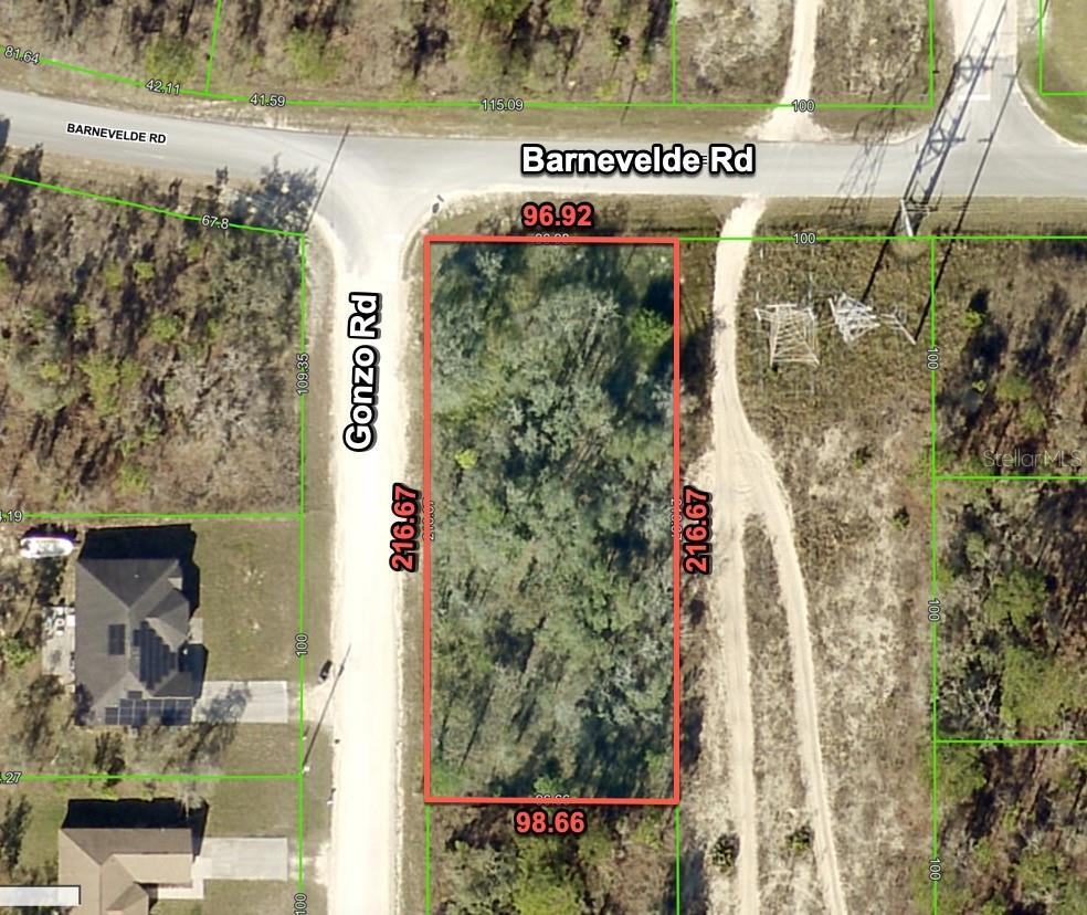 Seller says, "let's make it happen!" Way below market! Amazing .49 Acre wooded lot with electricity services available along the street frontage. Build your dream home today or invest in your future! Located in the Royal Highlands subdivision in Hernando County. Welcome to Florida's Adventure Coast, abundant with rivers and springs, state forests and preserves, and the waters of the Gulf coast. Land and water adventures await you arrival. Go hiking, biking, riding, boating and more. Shopping, dining, and entertainment are all nearby. Easy access to US 19, CR 476, US 98 and the Suncoast Parkway make Ocala, Orlando, and the Tampa Bay area all an easy commute. Buy this 0.49 acre lot today for a quick cash price of $30,000. That's far below nearby comparable sales and Way below nearby properties on the market!
12470 Barnevelde Rd: From the corner of CR 476 and Lelani Drive: Head north on Lelani Drive for 1.6 miles. Turn right (East) on Quigley Ave for .2 mile. Turn left (North) on Gonzo Road. The property is .2 miles down on your right (Southeast corner of Gonzo Rd and Barnevelde Rd). See attached aerial and photos for location help.