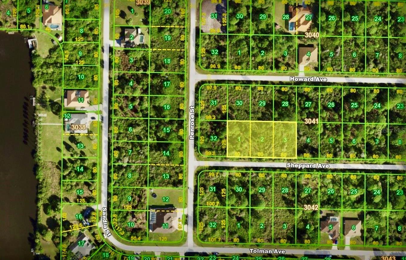 WANT TO BUILD 3 HOUSES NEXT TO EACH OTHER OR 1 BIG MANSION?. Look no further cause there are 3 contiguous building lots, totaling close to 3/4 of an acre located in a quiet neighborhood in West Port Charlotte. ASKING PRICE IS FOR ALL 3 AND 3 must be purchased together. It is also just a few minutes drive from LEMON BAY and the sandy beaches of the Gulf of Mexico, as well being close to the future Murdock Town Village and just a few lots away from a Gulf access canal, this property offers the best of both worlds since it offers a quiet setting with plenty of nature and open space yet it is a quick drive away from THE COMMERCIAL HUB of Port Charlotte with its mall, restaurants and other retail outlets and just up the road from the Charlotte Sports Park which is home to the Charlotte STONESCRABS baseball team and the spring training center for the Tampa Bay Devil Rays. It is also just a few minutes drive from Lemon Bay and the sandy beaches of the Gulf of Mexico, as well being close to the future Murdock Town Village which makes it a great potential investment as well.