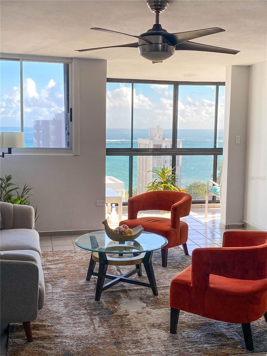 This exceptional 2-bedroom, 2-bathroom apartment, complete with one parking space and a laundry room, offers the privilege of residing on the prestigious 16th floor of 1700 McLeary Condado Real.  Start your day with awe-inspiring ocean vistas that promise daily inspiration. Recent renovations have graced the kitchen with a modern touch, elevating your living space's elegance. Additionally, a full-power generator, scheduled for operation from October onwards, guarantees your uninterrupted comfort. Located just moments away from the lively Calle Loiza, Ocean Park, and the pristine beaches, you'll relish the unbeatable convenience. Immerse yourself in the vibrant rhythm of Condado's dynamic scene, with the finest shops, dining, and entertainment of Calle Loiza right at your doorstep. Don't miss out on this opportunity to embrace the true essence of urban coastal living, complete with a pool and 24-hour security. Your extraordinary lifestyle awaits.
