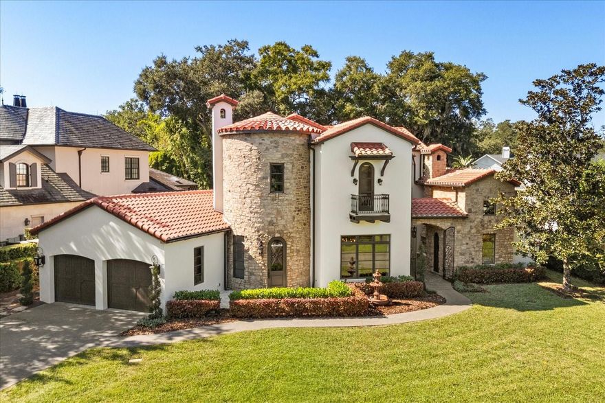 Award-winning Villa Toscana blends Old-World craftsmanship with timeless architectural elegance in one of Winter Park’s most coveted enclaves. Built in 2009 and named “Best of Show” in the Parade of Homes, this 5,483 sq ft estate offers 3 bedrooms, 7 bathrooms, and 7 versatile bonus rooms, including a private guest casita and a fully finished basement. Total area including outdoor spaces: 6,821 sq ft.

The exterior showcases a stone façade, barrel-tile roof, wrought-iron detailing, and lush courtyards. A gated entry with outdoor fireplace leads to the guest casita with full bath, ideal for extended family, live-in support, or private office use.

Inside, arched walkways, travertine floors, and soaring ceilings define the main level. The formal dining room, executive office, and great room flow seamlessly to the resort-style pool and lanai. The chef’s kitchen features dual Sub-Zero refrigerators, separate freezer, hidden walk-in pantry, Dacor 6-burner gas range, double ovens, Sharp drawer microwave, and built-in Miele coffee station. A butler’s hallway, half bath, and custom laundry suite add function and refinement.

The primary suite on the main level features marble flooring, French doors to a private courtyard, a spa bath with soaking tub, dual-entry shower, and boutique-style custom closet.

Upstairs offers two bedrooms, each with en-suite bath and custom closets, plus two open seating areas/lofts and a half bath. One suite opens to arched French doors overlooking the courtyard, stone architecture, and partial Lake Maitland views.

The finished basement completes the 7 bonus rooms, providing flexible space for a home theater, gym, game room, or recreation lounge.

Outdoor living includes a heated pool and spa, summer kitchen (installed 2021) with gas grill, beer tap, coolers, hibachi station, and a full cabana bath with accent shower on astro turf. Roof 2024. Three SEER 22 high-efficiency HVAC units (2020).

Perfectly positioned on the Winter Park side of Lake Maitland within the renowned Chain of Lakes, Villa Toscana offers exceptional privacy and timeless appeal. This exclusive address places you just five minutes from Park Avenue’s fine dining, boutiques, and cultural attractions, while surrounded by some of Central Florida’s most distinguished waterfront estates. With access to the Winter Park Chain of Lakes, top-rated schools, and the charm of the city’s historic brick streets, Villa Toscana embodies the essence of refined Winter Park living.