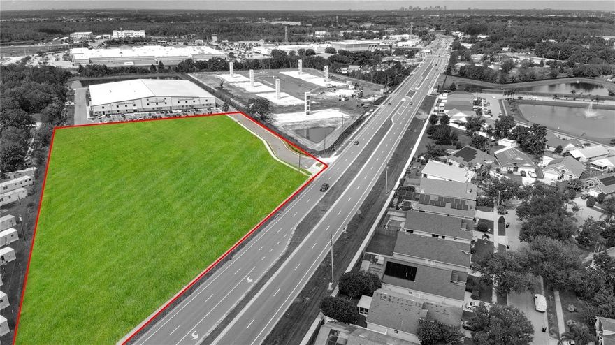The property is a part of a Planned Development (PD) and includes OFF-SITE Retention, existing Back-Flow Preventor, and Utility aroud the site. 
The future land use is INDUSTRIAL, and after meeting with the City of Orlando, other commercial and retail developments are also available for this site. 
Drawings estimate to allow ~60,000 square feet to be built. 
Do note since the site is a part of a Planned Development with easements in place, the new owner has access to the existing retention pond on the west side and the road access easement on the north side. Measuring the total square footage of these two additional areas (see listing pictures for illustration), 1.73 acres in practical terms are added to the total land area of this property (3.86 acres + 1.73 acres = 5.59 acres of land).   
The site is minutes from MCO Airport. The Frontage parcel has high daily traffic and great visibility. 
The site is ready to be developed.