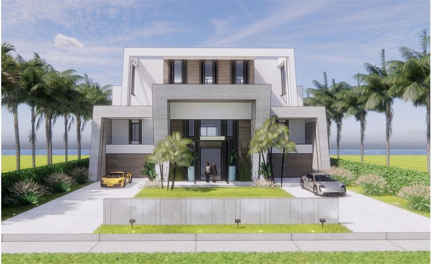 Under Construction. A rare generational offering along St. Petersburg's desirable waterfront boulevard, this is not simply a property, but an extraordinary canvas awaiting its masterpiece. On 90 feet of direct Tampa Bay frontage, this structurally completed estate offers a fully engineered foundation of environmental resilience, designed to endure for generations while embracing panoramic, unobstructed sunrise vistas across the glistening bay. With its architectural shell fully constructed, featuring deep pile-reinforced foundations, solid concrete block masonry, hurricane-rated windows, steel beam integration and pre-constructed elevator core, the critical groundwork has been executed with precision. All vertical investment is fully funded, inspected and secured under active, transferable permits, eliminating years of entitlement risk and design delay. Now, the opportunity is yours with a blank canvas of enduring strength, awaiting only your vision, creativity and personal palette. Bring your paintbrush and colors. The remaining interior fit-out invites full customization, from grand entertaining spaces and gourmet culinary environments to private wellness retreats, resort-style outdoor living and state-of-the-art smart home integration. Encompassing over 7,400 square feet of permitted living space (more than 14,000 total), seven bedrooms with en suites, 11 baths and an eight-car garage.