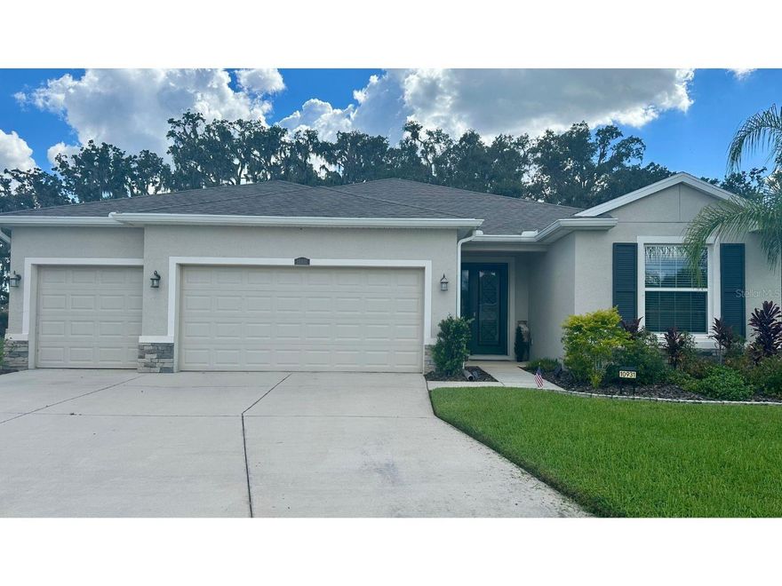 Welcome home to this beautiful one-story concrete block home with a true open-concept layout and peaceful pond views. The spacious great room opens directly to the covered lanai for effortless indoor–outdoor living. The kitchen features Whirlpool stainless steel appliances, including a refrigerator, and the laundry room offers a large walk-in storage closet.  At the front of the home, there are three bedrooms and two full bathrooms total, including one bedroom with its own ensuite bath and walk-in closet—ensuring the floorplan is clear and accurate. The owner’s suite is privately located at the back of the home and includes dual walk-in closets and its own ensuite bathroom. Additional perks include a large extended patio with a fire pit, a motorized sunshade screen, majestic oak views, and lawncare, cable, and high-speed internet included in the rent. Located in the sought-after Mirada community, residents enjoy access to a 15-acre crystal-clear lagoon perfect for swimming, kayaking, paddleboarding, and relaxing on sandy beaches or in waterfront cabanas. The community also offers miles of walking and biking trails, dog parks, playgrounds, and year-round activities, creating a true resort-style lifestyle. This home blends comfort, nature, and an ideal location.