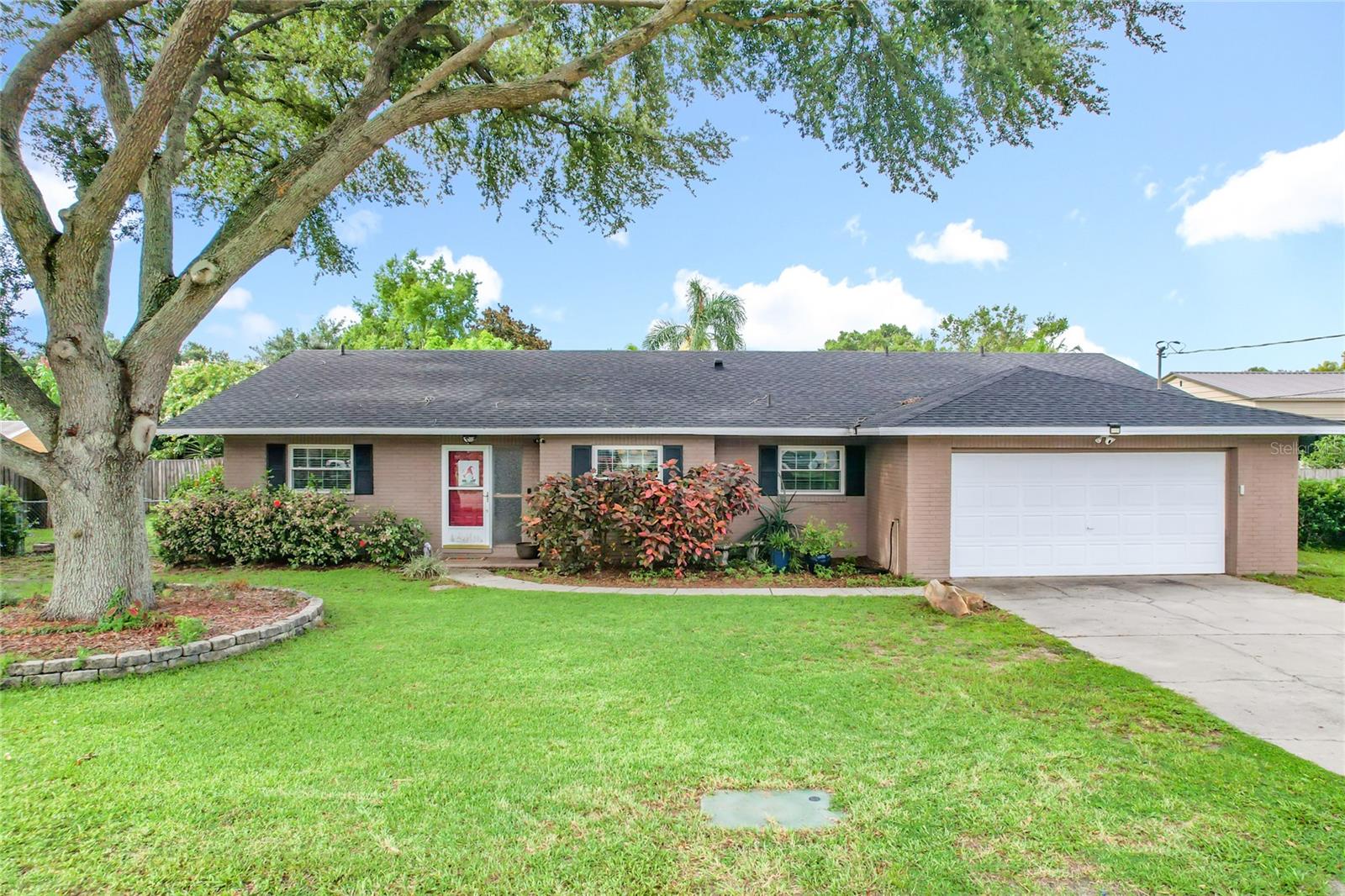 NO HOA!!! POOL home in Auburndale. The inground salt water pool is 16'x32'. Out the back door you will find a shaded paver patio also a large 14x24 SMITHBILT SHED with electricity and lighting. This home features installed RV HOOKUPS which include a 50amp circuit box, and water. There is a large enough area to put whatever you would like behind the fence. The roof was installed July, 2022, Hot Water Heater Oct 2022, A/C June 2021. Also, a few years ago there was an upgraded 200amp Electrical panel and the house has been re-plumbed and double pane energy efficient windows in 2012. Easy access to downtown Auburndale and I4. The Primary Bedroom and Bathroom were updated in 2021 with luxury vinyl planking floor, cherry cabinets and granite countertops. The second bath was also updated in 2020. There's even a space next to the family room to use for anything. There's also an irrigation system for the lawn. MOVE IN READY!!! NO HOA!!! PRIVATE POOL!!!