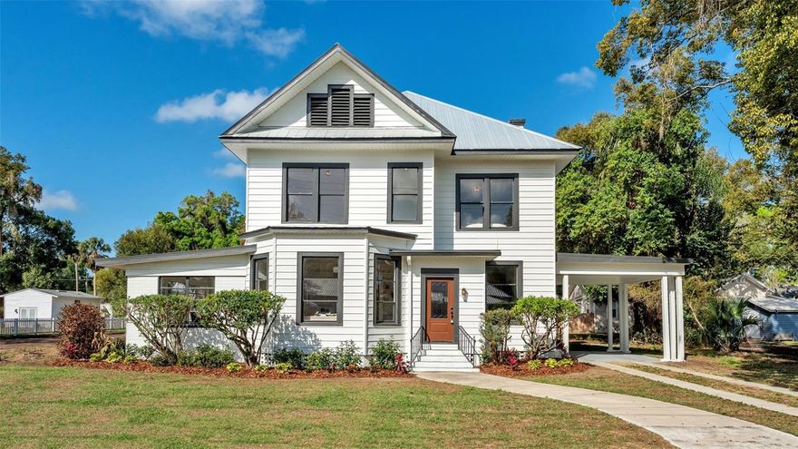 Step into timeless charm with this beautifully remodeled historic two-story home built in 1900, located in the heart of downtown Bartow. This stunning property blends classic character with modern updates, creating the perfect balance of history and comfort. Inside, you’ll find refinished original hardwood floors that highlight the home’s historic beauty, along with fresh interior and exterior paint throughout. The completely updated kitchen features modern finishes such as stainless steel appliances, quartz countertops, beautiful backsplash and is ready for both everyday living and entertaining. The remodeled bathrooms offer stylish upgrades while maintaining the home’s vintage appeal, including a beautiful clawfoot tub perfect for relaxing. The home boasts a huge formal dining room ideal for gatherings and holiday dinners. Major updates include a new metal roof, giving peace of mind while preserving the home’s classic look. Located just moments from the shops, dining, and charm of downtown Bartow, this rare historic gem offers character you simply can’t find in newer homes.
Don’t miss the opportunity to own a piece of Bartow history with all the modern updates already done for you!