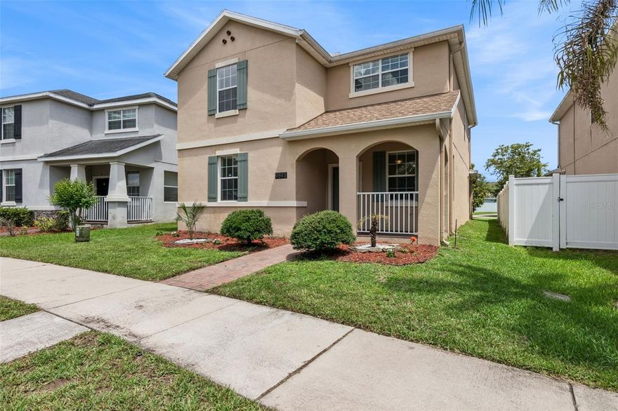 Move-in ready and beautifully maintained in The Oaks at Moss Park, this spacious 6-bedroom, 3-bath Lake Nona home offers the flexible layout, fresh updates, and room to live, work, gather, and grow. Fresh interior paint and brand-new luxury vinyl flooring create a clean, updated feel throughout the home, while the thoughtful floor plan gives everyone room to spread out.

A charming front porch welcomes you with a peaceful pond view framed by Florida foliage, creating the perfect spot to enjoy morning coffee or unwind at the end of the day. Around the back of the home, a long paver driveway provides excellent parking and leads to the rear-facing 2-car garage.

Inside, the first floor offers both function and flexibility, with a formal living room at the front of the home, two downstairs bedrooms, and a full bathroom — ideal for guests, a home office, multigenerational living, or additional private space. The kitchen is positioned at the heart of the home and opens beautifully to the main living area, making everyday living and entertaining easy. Features include granite countertops, stainless steel appliances, 42-inch solid wood cabinetry, a large center island with breakfast bar seating, and plenty of prep and storage space. A dedicated dining area and indoor laundry room add even more convenience.

Upstairs, a spacious bonus loft provides the perfect second living area, media space, playroom, or home office. Four additional bedrooms are located on the second floor, including the generous primary suite with a large walk-in closet and ensuite bath featuring a garden tub, separate shower with glass enclosure, and plenty of space to start and end the day comfortably.

Out back, the screened-in patio offers a private outdoor space for relaxing, grilling, or enjoying Florida evenings year-round. The home also features a solar system, helping reduce monthly electric costs — a great benefit for a home of this size.

Located in The Oaks at Moss Park, residents enjoy a well-maintained community with scenic ponds, tree-lined streets, sidewalks, playgrounds, green space, picnic areas, a resort-style pool, and clubhouse. Just minutes from Lake Nona dining, shopping, schools, Medical City, Orlando International Airport, major highways, parks, and recreation, this home offers space, comfort, convenience, and an incredible location. Come see for yourself!