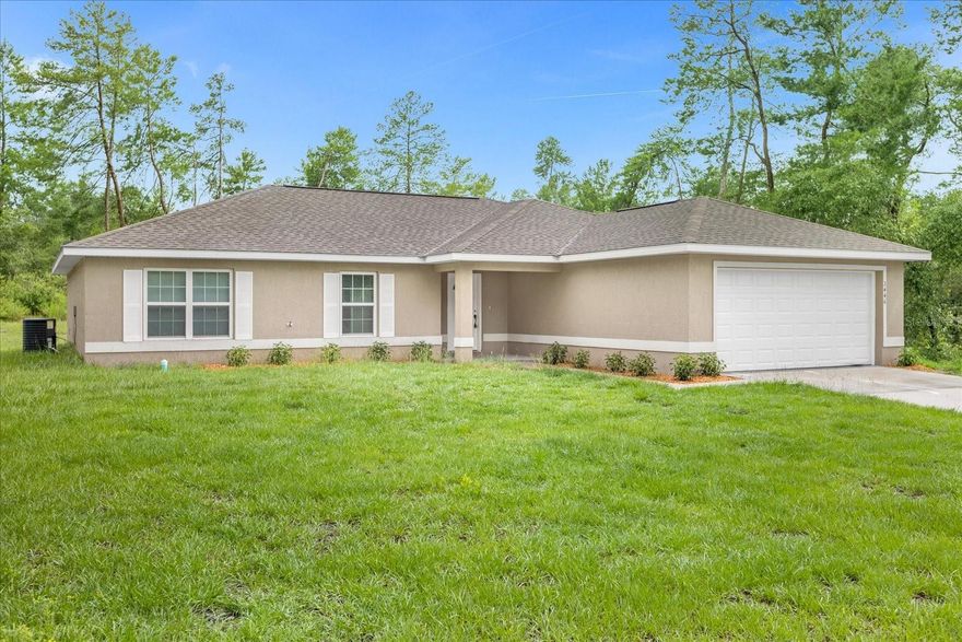 NEWLY BUILT IN 2021! Move-in ready 4 Bed, 2 Bath home with over 1,700 square feet located in the highly desirable Marion Oaks community - NO HOA! Enter the home to an open concept floor plan featuring a spacious living room, dining area, and kitchen with granite countertops, a pantry, and brand new stainless steel stove. This home also has brand new luxury vinyl plank flooring in the living spaces and tile in all wet areas. Other upgrades include a full size utility room with washer/dryer hookup, 2-car garage, extended driveway, and a large backyard with no rear neighbors, perfect for privacy! Located just minutes from the Marion Oaks Community Center, Sunrise Elementary School, Horizon Academy, and conveniently nearby highway I-75 to Orlando, Universal, and Disney World. Submit your offer today!