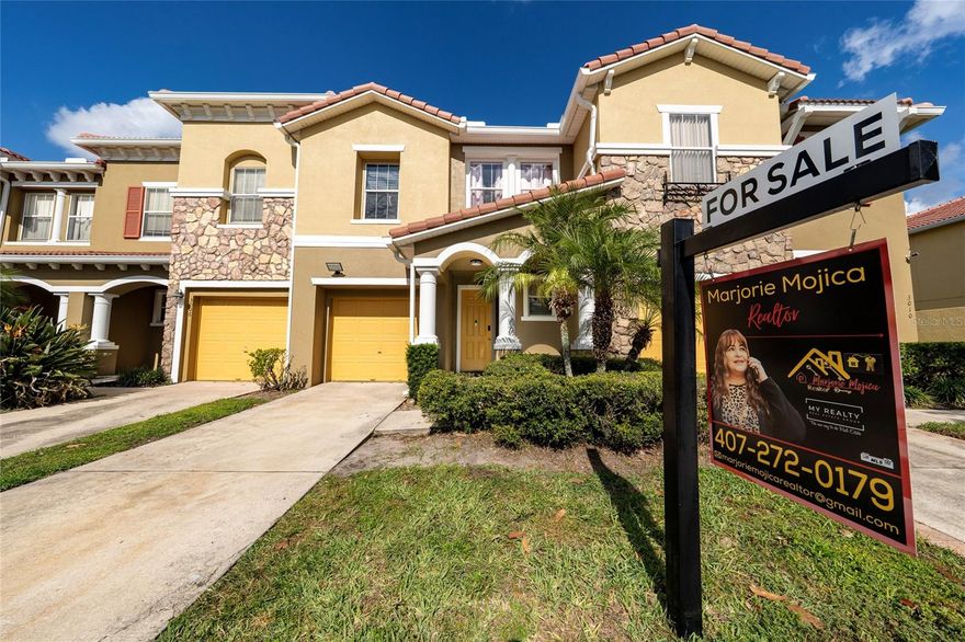 Beautiful and spacious residence located in the Compass Bay community, one of the few communities in Kissimmee where short-term rentals (Airbnb/VRBO) are permitted. This property offers 1,882 sq ft, 3 bedrooms and 2 bathrooms, along with significant improvements that set it apart in the market. The interior has been updated with wood-style Luxury Vinyl Plank (LVP) flooring on the stairs and second floor, providing durability, easy maintenance, and a modern appearance. There is no carpet throughout the home. The open-concept layout integrates the living and dining areas in a comfortable and bright setting, and the primary bedroom includes a walk-in closet and a private bathroom.

A notable feature is the conditioned garage, equipped with a finished floor, thermal undulation system that helps reduce heat, and a dedicated air unit. This space can be used as a flexible area—such as an office, game room, gym, or occasional room—while still retaining its original functionality, as it maintains its garage door and motor.

Compass Bay is a gated community that offers a pool, green areas, and exterior maintenance. Its strategic location provides immediate access to major attractions and services in the area, being approximately 7 to 10 minutes from Disney World, 18 to 22 minutes from Universal Orlando, 15 minutes from SeaWorld Orlando, 8 minutes from The Loop Shopping Center, and 20 to 25 minutes from Orlando International Airport (MCO). It also offers easy access to US-192, Osceola Parkway, and SR-417, just minutes away.

Ideal as a primary residence, second home, or investment property, this home combines location, interior upgrades, and the benefit of being in a community where short-term rentals are permitted, a highly sought-after feature in Kissimmee.