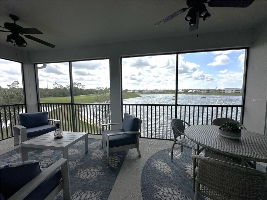 Experience the ultimate dream vacation every day in this breathtaking 3-bedroom, 2-bathroom Bay Creek Coach Home, featuring a 2-car garage, located within the prestigious Heritage Landing Golf & Country Club Punta Gorda premier gated golf and social community! This gorgeous second-floor coach home is the largest available multi-family unit, offering a spacious and luxurious living space that's perfect for both relaxation and entertaining.

As you step inside, you're greeted by an open, light-filled 2-story foyer that leads to a grand Great Room with soaring ceilings. The formal dining area seamlessly connects to an upgraded kitchen that will leave you in awe! With sleek stainless steel appliances, stunning quartz countertops, and elegant white cabinetry, the kitchen is both stylish and functional, complete with a massive island perfect for cooking, gathering, and entertaining. A sophisticated diagonal tile layout adds the perfect finishing touch.

The Master Bedroom is a true retreat, featuring private access to a screened-in lanai, oversized walk-in closets, and an impressive ensuite with a luxurious oversized shower and dual vanities. With a thoughtful split bedroom floorplan, you'll enjoy maximum privacy for both you and your guests. The spacious screened lanai offers serene views of lush trees, the 18th hole, and a tranquil lake with views both front and back a peaceful sanctuary for relaxation or al fresco dining.

Indulge in all the resort-style amenities that Heritage Landing has to offer, including a spectacular pool with dedicated lap lanes, a hot tub, and a state-of-the-art fitness center. Unwind at the full-service spa and saunas, or take to the courts with 6 Har-Tru tennis courts, 6 pickleball courts, and 2 bocce courts. Enjoy poolside dining at the pool caf, offering a full bar and diverse menu. And with 4 additional satellite pools spread throughout the community, relaxation is never far away!

Best of all, all of this luxury is yours with a low one-time HOA transfer fee. Conveniently located just off Burnt Store Road, you're moments away from downtown Punta Gorda, Punta Gorda Airport, Fort Myers, Cape Coral, and beyond.

Don't miss out on your chance to live the vibrant lifestyle you've always dreamed of this stunning home and incredible community await you. Your paradise escape starts here! **Prices vary depending on months**