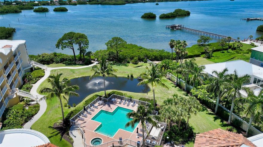 NOW AVAILABLE FOR APRIL AND OFF-SEASON MONTHS 2025 AND JAN-APRIL 2026! Welcome to BELLAGIO at Osprey Harbor Village, offering luxurious waterfront living! This turnkey direct waterfront condo has 3 beds/2 baths plus a den is the perfect place for your next Florida vacation, located in a private gated community. As you step off the elevator, you are basically outside this 3rd floor end unit. Upon entering, you are met with a spacious foyer which leads to the nicely appointed rooms. The kitchen has wood cabinets and granite counters, stainless steel appliances and comes fully equipped. Off of the kitchen is the living/dining area with sliding glass doors opening onto the large, spacious balcony overlooking the bay/harbor. The master suite has a king-sized bed, large walk-in closet, en-suite bathroom with separate shower and soaking tub, and private water closet. Enjoy more water views from the master bedroom with sliders opening onto the balcony. The 2nd bedroom is nicely furnished with a queen-sized bed, bedroom 3 has 2 twin beds, and guest bathroom has a walk-in shower and single vanity. There is a large separate laundry room with washer, dryer, a sink and plenty of storage cupboards.  Wake up to the amazing waterfront views and enjoy your morning coffee on the furnished balcony.  Osprey Harbor Village has it all! The Community has a resort-style bay-front heated pool and spa, sauna room, state-of-the-art fitness facility and a clubhouse with flat-screen TV's, kitchen, BBQ grills, fishing pier, boat docks, kayak launch, boat storage, on-site full-service marina and waterfront restaurant. covered under building garage parking for two cars, with elevators leading to your condo. Only minutes to the incredible Nokomis Beach, Siesta Key, and Venice Beach, shopping, dining, including the renowned Casey Key Fish House and Deep Lagoon, and walking distance to Blackburn Point Park! Easy access to I75 to University Town Center and Mall where there is an abundance of shops and restaurants.
