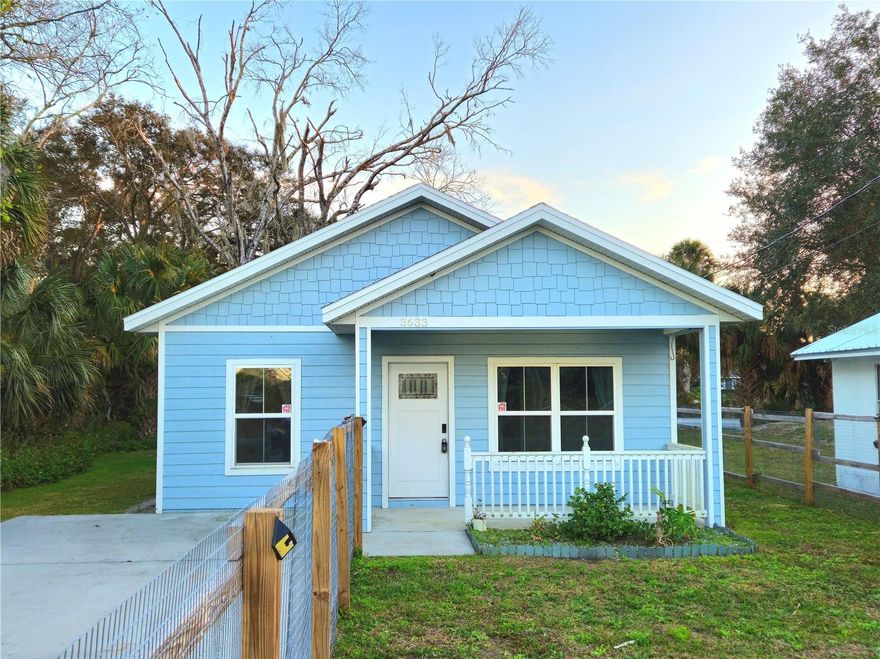 One or more photo(s) has been virtually staged. Location, Location, Location!! Built in 2023.  Charming 2 Bedrooms and 1 Bathroom Bungalow.  Spacious Open Floor Plan. Living areas all flow seamlessly and are convenient for today's lifestyles.  Modern touches include 51/4-inch-wide Baseboards, Stainless Steel Appliances, Hardware, and Recessed Lighting. Bright and Cheery with lots of natural light throughout! The Kitchen features Stainless Steel Appliances, Microwave, Refrigerator with ice maker, Dishwasher, Recessed Lighting, and stone countertop with an over-sized sink. The Master Bedroom features a Wall Closet, Ceiling Fans and Vinyl Plank Floors. The 2nd Bedroom is spacious and bright features a ceiling fan and a Wall Closet. This modern Bathroom has a fully Tiled Shower with a Frame-less Glass Door Enclosure, a stone Countertop Vanity with storage, and Tile Floors. Separate Laundry Room with Full Size Front Load Washer and Dryer, and electric Water Heater. The Vinyl plank floors throughout make it a spacious and airy home. The house welcomes you with a Charming Front Porch with Railing, has a front Fenced Yard. The home has a nice Long Driveway for multiple parking spaces. No HOA! Convenient Location near Historic Downtown Sanford, Sanford Airport, Shops, Restaurants, Lakes, Seminole College, Lake Mary, Medical Centers, 417, I-4 and much more!!  Buyer and Buyer Agent to verify room sizes. This home is ready to move in!