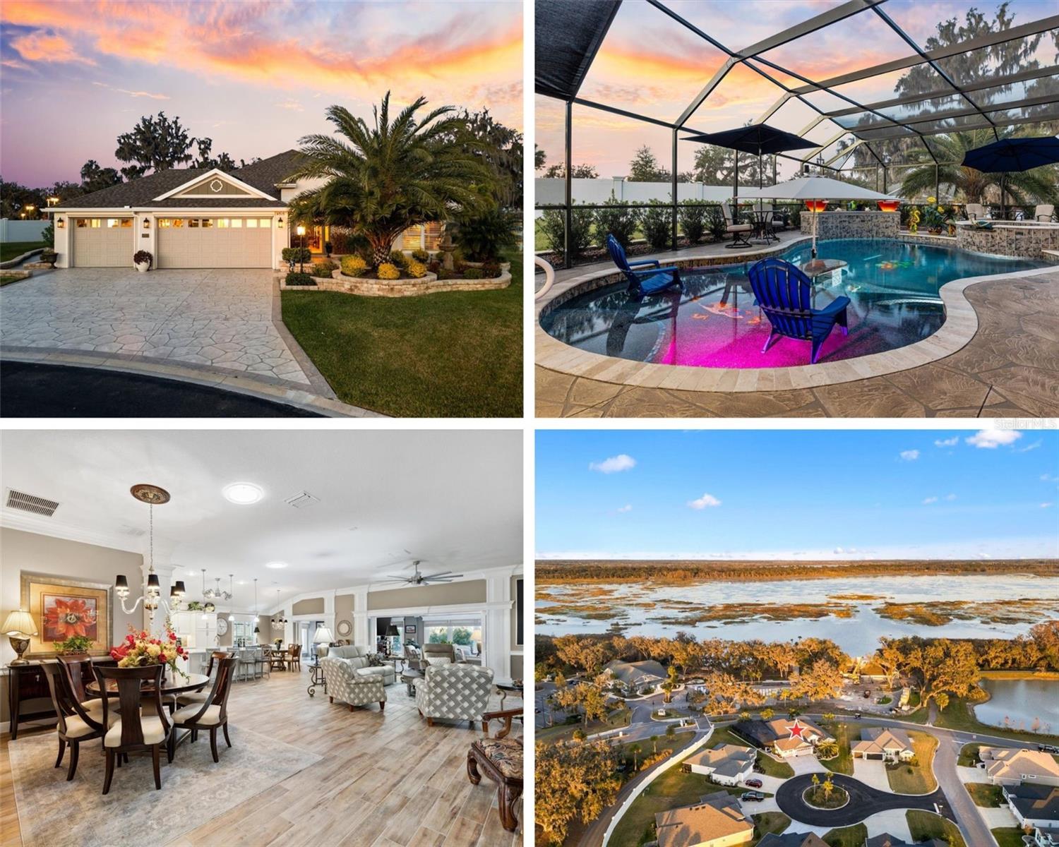 REDUCED PRICE**Imagine waking up every day in your own private paradise—this 3-bedroom, 2.5-bath CUSTOM LAUREL OAK is designed for luxury, relaxation, and entertainment! Built by a CUSTOM BUILDER who thought of everything, this home features an oversized 894 sq. ft. 3 CAR GARAGE, a resort-style HEATED AND COOLED POOL, and an incredible outdoor oasis with TWO BIRDCAGES, a beach-style seating area, TANNING LEDGE, and stunning views of Lake Okahumpka and the pond. There is also an INVISIBLE FENCE for your FUR BABIES!
Sitting on an oversized cul-de-sac lot in the VILLAGE OF ST JOHNS, this home exudes curb appeal with its DECORATIVE CONCRETE driveway, STACKED STONE landscaping, tropical plants, and elegant leaded glass entry door. Inside, you’ll find TILE flooring throughout and a spacious, thoughtfully designed layout.
The chef’s kitchen is a masterpiece, featuring white cabinetry, QUARTZ countertops, an oversized island, stylish tile backsplash, upgraded STAINLESS APPLIANCES, under-cabinet lighting, and a pantry with pull-out shelves. Crown molding, PLANTATION SHUTTERS, custom lighting, and upgraded ceiling fans add warmth and charm throughout the home.
The primary suite is a true retreat, boasting dual vanities, quartz countertops, an extended walk-in closet, and a luxurious Roman shower. The two guest bedrooms share a beautiful walk-in shower with a glass door.
One of the most incredible features of this home is the enclosed 495 sq. ft. lanai, transformed into a STUNNING GREAT ROOM with designer flooring, THREE CEILING FANS, a pool BATH, CUSTOM ELECTRIC BLINDS, tray ceiling lighting, and storm doors. One door leads to the expansive pool area with a 65x63 BIRDCAGE, while the other opens to a CANVAS-COVERED seating area where you can unwind by the fire pit, enjoy the outdoor TV, or grab a drink from the fridge and ice maker.
The dream garage is fully equipped with CUSTOM FLOORING, shiplap walls with barn door storage, a large workbench, a sink, a fridge, REMOTE-CONTROLLED GARAGE SCREENS, and even a TV!
Additional features include outdoor speakers, GENERAC GENERATOR, solar tubes, custom closet organizers, three glass storm doors, an above-ground hot tub, stacked stone accents, gutters, downspouts, and two water features.
Ideally located near Brownwood Paddock Square, Sawgrass, and the upcoming Eastport, you’re also just a short walk from Okahumpka Recreation Center, where you can enjoy kayaking, fishing, nature trails, and more. Plus, a brand-new restaurant, Harry & The Natives, is under construction with an over-the-water tiki hut! Furniture and Streetrod available separately.
Watch the video and schedule YOUR PRIVATE TOUR TODAY!