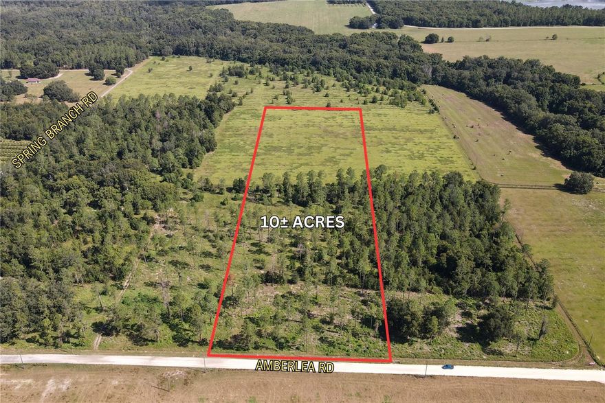The subject property is a 10-acre gently rolling lot nestled in the hills of north Dade City. The lot is carved from a 40-acre parcel consisting of four 10-acre lots known as Amberlea Estates (please see deed restrictions to Amberlea Estates in attachments). It is partially wooded and is accessible via 333 feet of frontage on Amberlea Road. Additionally, the site is tucked away allowing for a private, rural setting while still being in close proximity to modern conveniences.

The property appears to be high and dry. Zoning is AC (Agricultural District), which allows for 1 unit per 10 acres, and future land use is AG/R (Agricultural Rural), which allows for 1 unit per 5 acres. Utilities are well and septic.

The property is located in Dade City on Amberlea Road in scenic northern Pasco County. Its proximity to I-75 allows for quick travel times to Wesley Chapel (20 minutes), downtown Tampa (40 minutes), Tampa International Airport (40 minutes), St. Petersburg (1 hour), Ocala (1 hour), and Orlando (1 hour 20 minutes). Local shopping, schools and medical are all within 15 minutes as well.