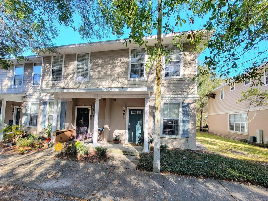 END UNIT 2 bed/2.5 bath condo near UF, Shands, and shopping! The first floor offers a spacious living and dining area, a half bathroom, and an UPGRADED KITCHEN with quartz countertops, backsplash, and a breakfast bar. Sliding glass doors lead to a back patio just steps from the community pool. Upstairs, both bedrooms are generously sized, each with its' own bathroom and ample closet space. One bedroom features a large balcony overlooking peaceful green space. As an end unit, it benefits from extra windows and only one shared wall. Additional upgrades include a NEWER AC for added comfort and efficiency! Community has a pool and is conveniently located near the University of Florida, UF Health Shands Hospital, restaurants, and shopping!