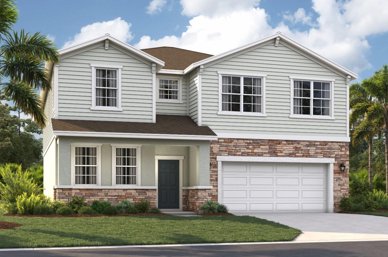 One or more photo(s) has been virtually staged. Under Construction. Experience the convenience and accessibility of this incredible location. Located off Florida's Turnpike, enjoy easy access to downtown Leesburg, Orlando, and the Mount Dora area. Running errands or grocery shopping is a breeze, as downtown Leesburg's major shops and restaurants are just minutes away. If you seek an active lifestyle and a love of the outdoors, you'll find numerous parks, lakes, golf courses, and nature preserves nearby. Soak in panoramic views from the Lake Apopka Loop Observation Tower or the Green Mountain Scenic Overlook, and visit the tranquil Flat Island Preserve—all just a short drive away! Discover a world of enjoyment and relaxation right outside your door. Relax at the neighborhood pool with cabana, play on the playground, or spend quality time with your furry friend at the dog park.
At nearly 3,000 square feet, the two-story, single-family home, The Chester, has a spacious and inviting layout for all buyers. The front entry and three-car garage flow directly into the open kitchen, where visitors can gather to prepare meals and relax together. Windows along the exterior wall lead to the outdoor patio and provide spectacular morning and evening light throughout the main living area. Tucked away at the front of the home are spaces for working and relaxing, both upstairs and downstairs. A first-floor office and a loft area above provide the extra space everyone needs. The second floor has a separate hallway with three bedrooms and a shared guest bathroom with a double vanity to help make mornings more efficient, and the laundry room is located around the corner for added convenience. A large primary suite offers everything needed for privacy and comfort, including a double vanity and two walk-in closets.