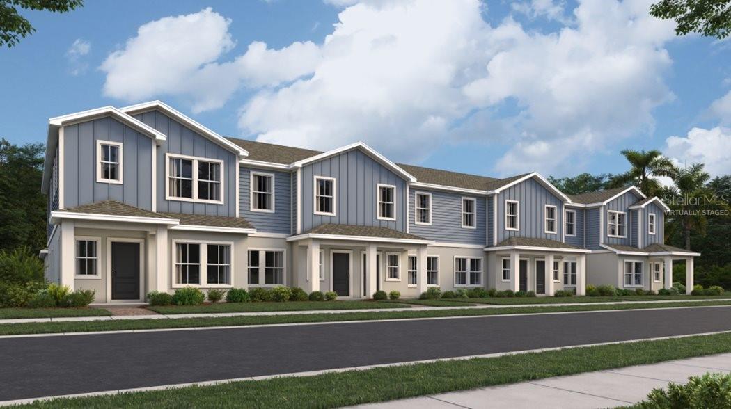 Under Construction. This NEW two-story Palisade townhome features a modern layout with plenty of room to grow. On the bottom floor, an open-concept floorplan combines the kitchen with the living and dining areas, an an inviting courtyard offers outdoor living. Upstairs, there are three bedrooms, including the luxe owner’s suite, complete with an en-suite bathroom and generous walk-in closet. The much-awaited EverBe community located in Orlando, features amenities designed to bring residents together, including a relaxing swimming pool, community center, onsite parks and multi-use trails. Residents will be just minutes from Orlando, with proximity to major highways FL-528 and FL-47 for simple commutes. The newly opened Brightline station and nearby Orlando International Airport will help to connect residents locally within Florida and beyond.