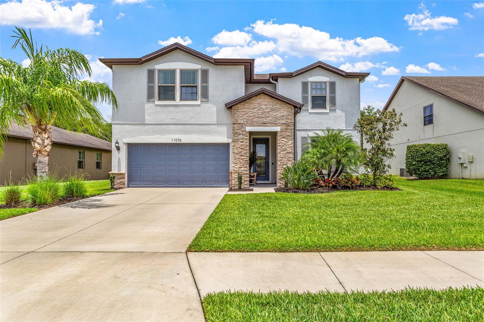 Welcome to this exceptional 4-bedroom, 2.5-bathroom residence located in the highly sought after Harrison Ranch community. This stunning home boasts a highly desirable open concept design, effortlessly blending the kitchen, family room, and dining area into one expansive, cohesive space. Downstairs you will find a large office, half bathroom, laundry room, storage space, spacious living area with wood accent wall as well as a chef's dream kitchen. As you walk through the front door, you'll find a versatile den or office space, featuring abundant windows that flood the home with natural light. The main living areas are graced with ceramic flooring, leading seamlessly into the kitchen. This kitchen is equipped with newer stainless-steel appliances, stone countertops, updated light fixtures and white shaker style cabinets. The tile backsplash and a large corner walk-in pantry enhance the kitchen's functionality and style. The kitchen flows graciously into the dining and living area, which overlooks the patio and a no-build conservation area, offering peace and tranquility. Upstairs the master bedroom, three additional guest bedrooms awaiting your personal touch, and designated guest bathroom await. Each bedroom is meticulously designed to provide unparalleled comfort and style. In the master bedroom, you will find a beautiful tray ceiling with ceiling fan, HUGE walk-in closet, and an owner's ensuite. The owner's bathroom has a vanity with dual sinks, granite countertops, ceramic tile flooring, a tile walk-in shower, and a separate tub. The large backyard offers plenty of space for all of your outdoor entertaining and privacy. Harrison Ranch, a vibrant community, provides an array of family-friendly amenities, including clubhouse, resort style pool, cabanas, a fitness center, a dog park, a playground, and a playfield. Come check out this move-in-ready home for yourself! Conveniently located to downtown St. Pete, Lake Manatee State Park, Buffalo Creek Golf Course, shopping and easy access to I-75 and I-275. Minimum one-year lease. Home is offered unfurnished. Call today to schedule your private showing! Showings by appointment only.