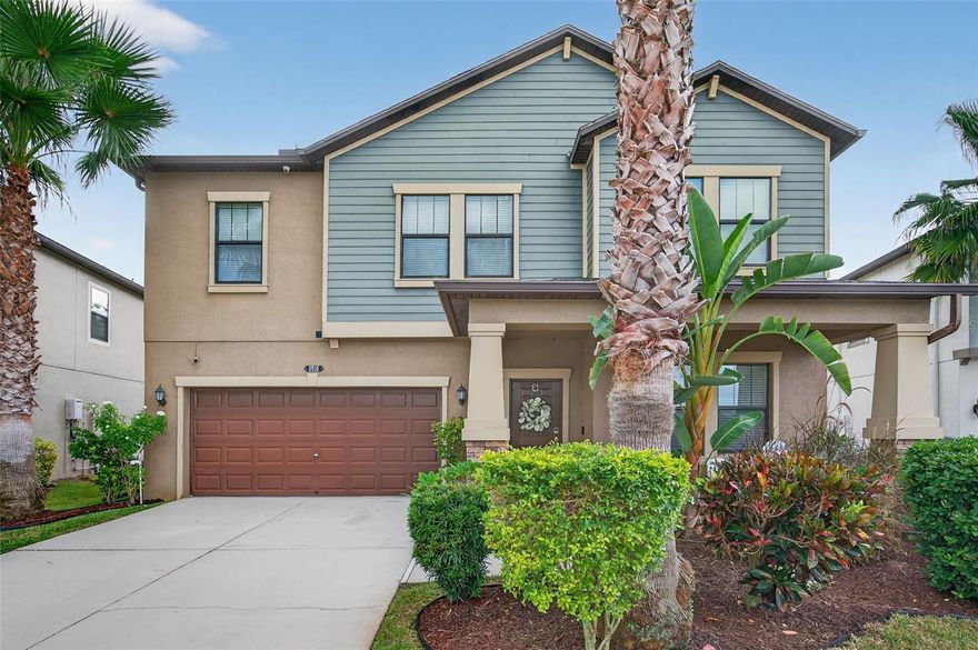 Welcome to this beautifully designed Lennar South Carolina model, offering 4 spacious bedrooms, 2.5 baths, a versatile loft, and an incredible backyard oasis—located in the heart of the highly sought-after Connerton community.

Just steps from the clubhouse, tennis courts, resort-style pool, fitness center, and walking trails, this home provides the perfect balance of comfort, privacy, and access to top-tier amenities.

The home features all bedrooms upstairs, along with a generous loft and upgraded LVP flooring throughout the second floor and staircase, including white risers and LVP treads. The owner’s suite includes a dual vanity bath, a large walk-in closet, and direct access to the upstairs laundry room. The largest secondary bedroom, located at the end of the hallway, has a large walk-in closet—ideal for guests or a teen suite.

The open-concept main level includes a bright kitchen, family room, and dining nook overlooking the backyard, plus a separate front living room. The main floor also offers a convenient half bath (pool bath) and a drop zone with shelving, located right next to the garage door—perfect for backpacks and organizing daily essentials.

Outdoor living is a true highlight of this property. Enjoy the peaceful conservation and pond view from your private, fenced backyard. The rear fence is designed in a picket style to preserve the view, while the sides of the yard are bordered with privacy fencing. The backyard features a saltwater in-ground pool (16x32 kidney-shaped) with a spill-over hot tub, surrounded by Shellock pavers that stay cool to the touch even in the hottest sun. The Pentair app-controlled pool system allows you to manage your pool with ease from anywhere. Additionally, the lush backyard includes fruit trees, including lime, Meyer lemon, and tangerine trees.

The west-facing front porch provides the perfect spot to unwind in Adirondack chairs while watching the sunset. Across the street, you'll find a peaceful green space, adding to the tranquil ambiance of the home. At the rear of the home, you'll find a 10x15 covered patio, accessible through sliders from the dining nook—ideal for outdoor gatherings or just relaxing.

Additional features of this home include a 2-car garage with built-in wood shelving, a natural gas community with a tankless water heater, a full-house water filtration and salt system, and a 3-stage reverse osmosis system at the kitchen sink. An ADT alarm system provides peace of mind.

This home combines functional living space, beautiful finishes, and a backyard made for year-round enjoyment—all in a community known for its vibrant lifestyle and top-rated amenities. Don’t miss your chance to make this home yours!