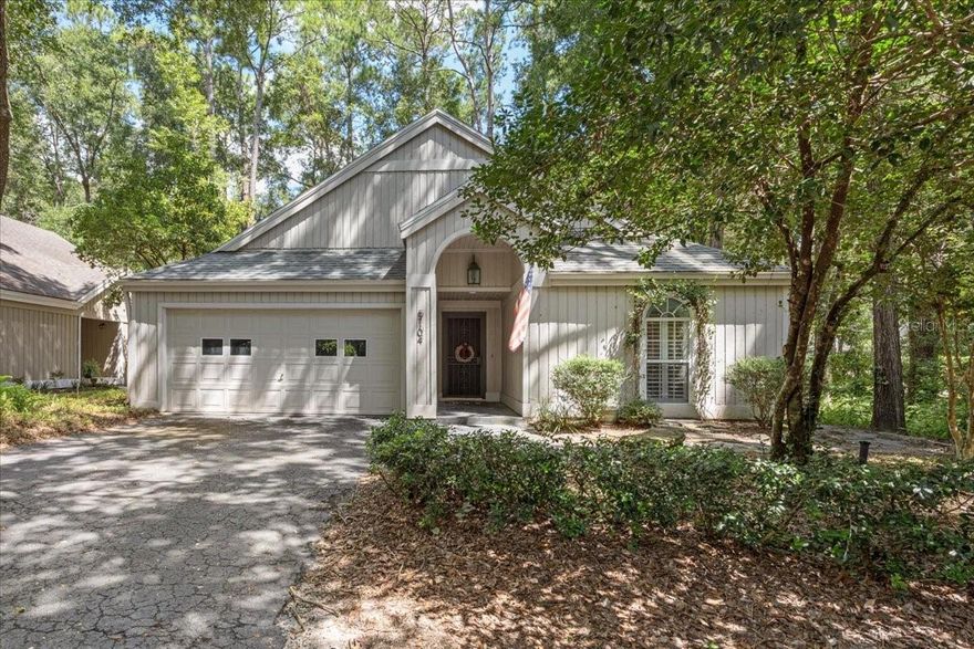 Haile Plantation Indigo Square 3/2. Annual rental available 11/24/2025. Elegant spacious cottage-style single family home with attached garage.   This 1,498 sq.ft. home has been updated with attention to detail and is light & bright, with soaring ceilings and beautiful hardwood floors. Kitchen features soapstone countertops, stainless steel appliances including a gas range, side by side refrigerator, convection oven, built in microwave and newly tiled back-splash. The large living rooms has high ceilings and beautiful gas fireplace. The beautifully updated master bedroom features a walk-in closet, walk in shower and tons of space. The outdoor patio provides plenty of space for cook outs or quiet relaxation. Conveniently located and just a short stroll along the nature trail to the Haile Plantation Main Street, filled with shops, dining, and weekly Farmer's Market. 
Security Deposit & Renters Insurance policy. Credit & background check.