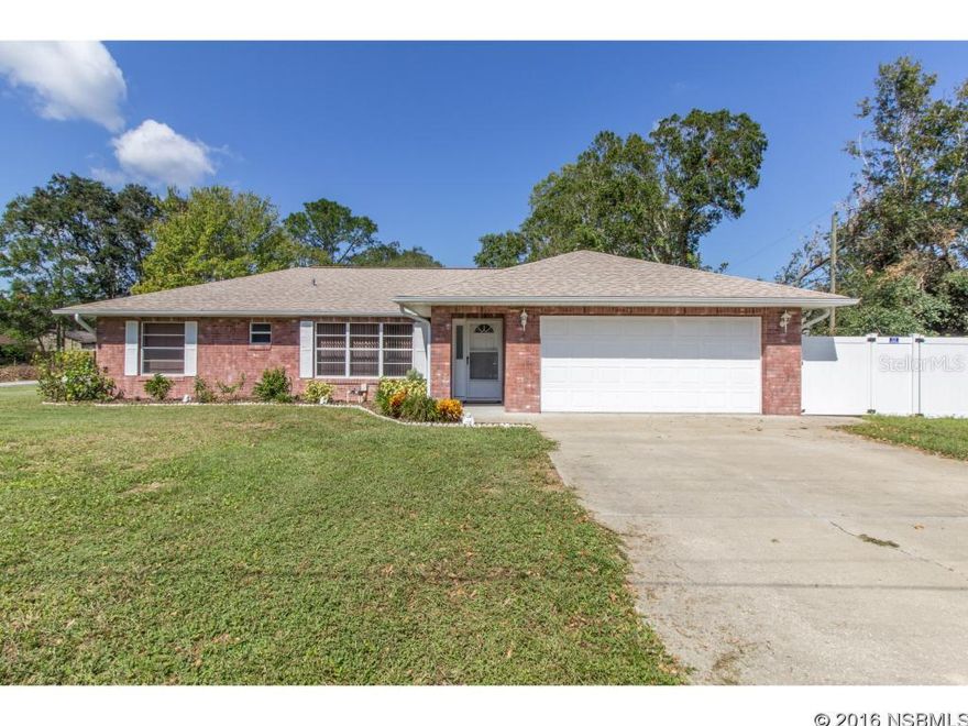 Under contract taking backups. From the moment you walk in the front door, this meticulously maintained home invites you with a spacious open split bedroom floor plan that is sure to please. This 3 bed 2 bath 2 car garage concrete block home features vaulted ceilings, a gorgeous kitchen with granite counter tops, large screened porch that is perfect for entertaining, vinyl fenced back yard with storage shed, 2 year old A/C, plenty of natural light, 120x125 corner lot with great curb appeal and more. Located just minutes to schools, shopping, river, beaches and I-95. This is the home you've been looking for! ;Water: City