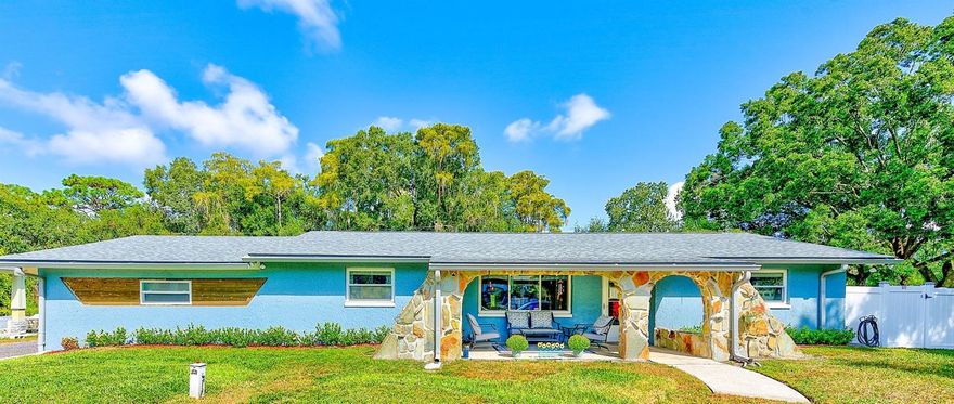 Showcasing Stunning Coastal Farmhouse situated in the heart of Odessa.  Meticulously cared for updated block construction home on a spacious 0.29 acre lot without any flood issues!  The backyard has abundance of space for family and friends.  Fully vinyl fenced backyard, expansive paver patio surrounding a refreshing pool.  Dog run or chicken coop,  raised garden bed, and brand new 12x12 shed all add to fantastic outdoor living.  However, you may want to add your own touch.... outdoor kitchen, huge firepit area, shuffleboard ct. possibilities are endless!  Step inside to an open concept fully updated with porcelain tile for durability and elegance.  Barn doors on the walk in pantry and guest bath add to the farmhouse feel along with the cozy fireplace to gather around on a chilly winter evening.  The kitchen has quartz countertops and soft close solid wood cabintry.  Stainless steel appliances and a shiplap island is great for entertaining.
Split bedroom layout provides comfort and privacy.  New carpet in 2022 in bedrooms, also featuring a 7x13 wardrobe lovers retreat in the primary bedroom! All appliances and washer and dryer are included.  New roof, exterior and interior paint 2022.  No HOA, a turn key home on a hard to find spacious lot located in Odessa with top rated schools, parks, shopping, and dining.