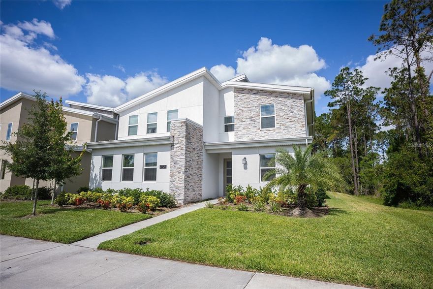 Beautifully furnished home is located on a Coner lot & conservation area in Storey Lake resort. Community offers amenities include Tiki Bar/Grille, Canoe/Kayak Rental, Lazy River, Fitness Center, Miniature Golf, Quiet Pool, Splash Pad, Double Slide, Volleyball Court & Sports Court. Short/term rental