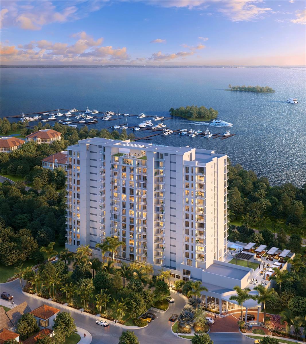 Under Construction. Introducing AQUA at Westshore Yacht Club on the grounds of the exclusive gated waterfront community in South Tampa. Residence #1106 an end unit with 3 bedroom, 3.5 bath plus a den/4th bedroom with 2,691 Sq.Ft and an additional East facing terrace accessed from the 3rd bedroom. Westshore Yacht Club’s newest residential tower: standing 17 floors, offering 77 luxurious condominium residences with sweeping sunset views and sunrise city views. Secure fob private elevator that opens into your private entry foyer. Interiors boast the finest finishes such as Italkraft premium cabinetry, quartz waterfall countertops, large format porcelain tile, Sub-Zero and Wolf appliances with induction stove top. Wide-open sun filled living and dining rooms with floor to ceiling windows and sliders accessing the West facing terrace, offering amazing sunset and Bay views. Generously sized Owner’s Suite enjoys 2 walk-in closets, spa-inspired Owner’s bath with large walk-in-shower and freestanding soaking tub, private lavatory enclosure, 2 separate vanity locations with premium fixtures. Amenity rich, the building features a rooftop sky pool with bay views and private cabanas, with breathtaking views of Old Tampa Bay, plus a 3rd floor pool with spa, outdoor grilling station and lounge area. Spacious and elegantly appointed club room with conversational seating areas, sports lounge and billiard area and private dining room. State of the art golf simulator, theater with plush seating, private offices, children’s playroom and 2 fully furnished guest suites. Bay Front fitness center on the 17th floor with yoga and spin room. Climate controlled storage for each residence on the same level. Residents and guests will be welcomed by valet attendant under the covered porte-cochere entrance leading to the residential lobby, with a signature ceremonial staircase that leads to the second floor lounge library. 24/7 staffed lobby, on site property manager and service personnel ensure an effortless lifestyle. Westshore Yacht Club is South Tampa’s premier unique Gated waterfront community, boasting the exclusive members-only Bay Club and Marina, 149 boat slips, two resort style swimming pools, outside Tiki Bar, and indoor fine dining, 806 Sunset bar, Day Spa, fitness center, community, and dog parks. All this and only 30 minutes to the beaches, 15 minutes to downtown Tampa and St. Petersburg, as well as Tampa and St. Pete Airports, and all the restaurants & shopping Tampa Bay has to offer.
AQUA offers a stunning amenity package… Including free-flowing pools, private resident’s lounge, 3 rooftop sky pools, state of the art fitness, private screening room, pickleball in future phases and so much more! This indulgent lifestyle is all included at AQUA. Combining this with an optional membership to the Bay Club, AQUA stands out as one of the most enviable lifestyles in all of Tampa at a price point that can’t be matched by any other development in the Tampa area! For a limited time, Westshore Group is offering a 1 year membership to the Bay Club included in the price, as well as other incentives. Come and explore our sales gallery and take a tour of the last available site at Westshore Yacht Club… Discover the AQUA difference!