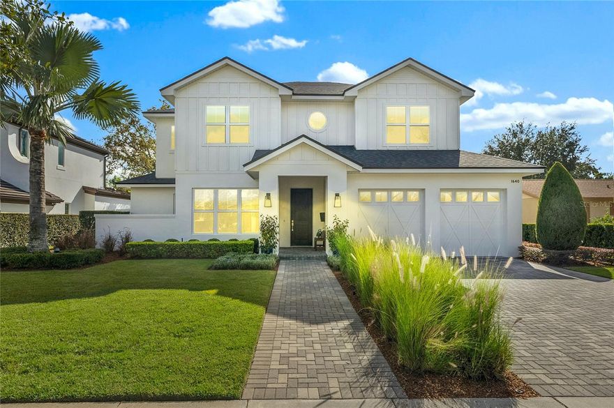 Presenting a true masterpiece of modern luxury nestled in the heart of Winter Park's prestigious Tree Streets, this exquisite home seamlessly blends architectural design with exceptional functionality, offering an elevated experience of modern living. Built in 2020, it features 5 bedrooms, 5 & 1/2 baths, a private pool and spa on a 1/4 acre. The layout is thoughtfully designed, starting with a spacious primary suite, a guest suite, and an office all on the first floor. The large windows and french doors leading to a panoramic outdoor living area fills the family room with sunlight highlighting the stunning beauty of the tongue-and-groove ceilings—an elegance that must be seen in person experience.
No chef’s dream kitchen would be complete without a Sub-Zero refrigerator, Wolf gas range, pot-filler and plenty of storage with two-tiered cabinets, an oversized breakfast bar, walk-in pantry with coffee bar, and Sub-Zero wine refrigerator. The expansive outdoor space includes a gas fireplace, summer kitchen, and extended dining area overlooking the pool. Easily enclose your covered living area at the touch of a button with your phantom screen for year-round outdoor entertaining rain or shine. The upper level includes three large bedrooms, each with a private ensuite bathroom, a spacious loft, an oversized bonus flex room, and a second laundry room for convenience. Beyond the luxurious aesthetics, the home's functional and energy-efficient features are equally impressive to include dual tankless water heaters, high-density spray foam insulation, two high-efficiency Trane AC units, and On-Q data center. At every turn, 1640 Oneco Ave redefines the standards of Winter Park luxury real estate. Please inquire with listing agent for further details, floor plan available.