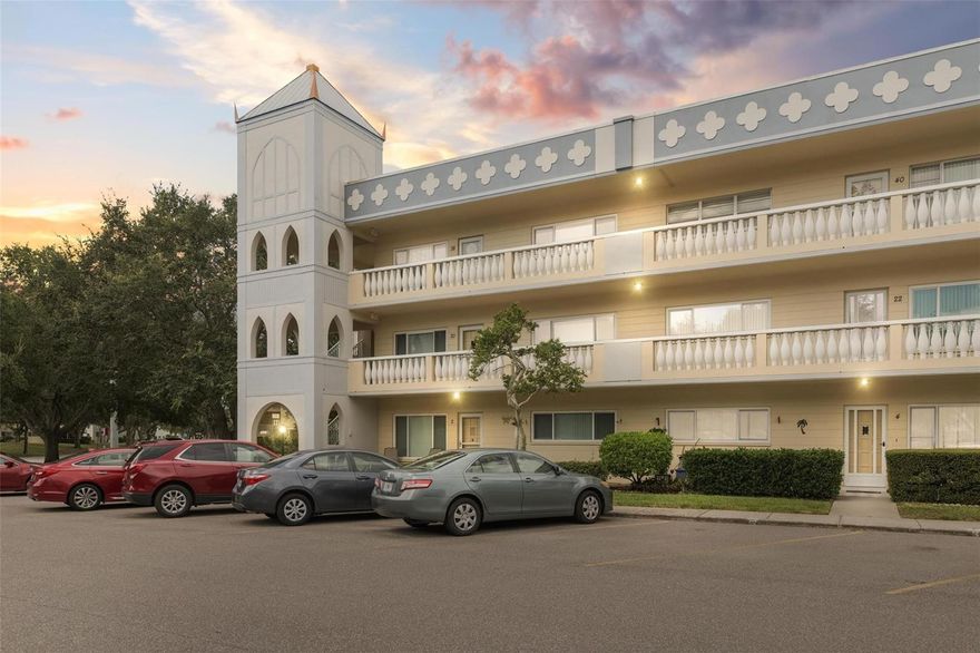 Welcome home to this NEWLY and beautifully updated 2 bedroom, 2 full bathroom condo in the incredible On Top Of The World in Clearwater, Florida. This amazing END UNIT boasts a 2022 AC, NEW electric panel, FRESH paint, NEW vanities in both bathrooms, NEW granite counter tops, all NEW stainless steel appliances and NEW tile backsplash in the kitchen, NEW ceiling fans and light fixtures. There is a NEW in-unit washer and dryer for your convenience. Updated hurricane windows, tile and laminate flooring throughout the condo provide easy maintenance and a bright, polished look. Custom closet in the main bedroom is gorgeous, adding to the massive amount of storage space. This 55+ community offers an exceptional array of amenities and a coveted lifestyle with over 100 clubs and activities. There are two golf courses, 18 and 9 holes, which are FREE to play for owner residents with an activity card.  Experience the privileges of living in the renowned On Top Of The World Community, offering a secure and vibrant age-restricted environment. Enjoy peace of mind with a manned community guard providing added security. Indulge in the refreshing community pool and make use of the clubhouse, offering a space for socializing, gatherings, and community events. Stay active and fit with access to the community fitness center. Take advantage of the walking and jogging trails, tennis courts, golf courses, and shuffleboard for a variety of recreational activities. Discover a coveted 55+ lifestyle within the esteemed On Top Of The World Community in Clearwater, Florida. With sunshine and storage galore and modern features, this condo offers the perfect setting for a vibrant and comfortable living experience. Schedule a showing today and make this exceptional property your very own! 35% down is required if financing.