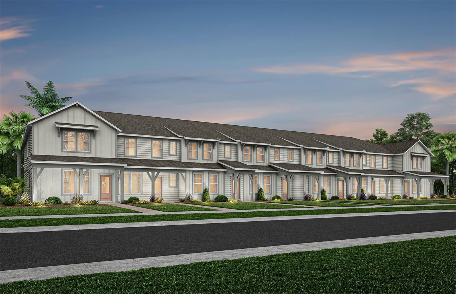 Under Construction. Welcome to The Cove at Nona Sound, a new construction luxury townhome community tucked off of Narcoossee Rd. This ideal location provides quick access to the shopping, dining & entertainment that Lake Nona is known for, while feeling away from it all. Enjoy community amenities, no CDD, and maintenance-free living in your beautiful new Lake Nona townhome. Now Selling from The Estates at Nona Sound.
Introducing the Dahlia interior unit townhome by Pulte, a new construction home that seamlessly combines luxury and convenience. This modern townhome features 3 bedrooms, 2 full bathrooms, a powder room, and a 2-car rear-facing garage, all complemented by our Move-In Ready appliance and window blinds package. The first floor is designed with entertaining in mind, offering an open-concept kitchen, café, and gathering room that flow together effortlessly. The chef-inspired kitchen is a highlight, featuring a large center island, a spacious storage pantry, Trenton Burlap cabinetry, a decorative tile backsplash, Lagoon quartz countertops, and stainless-steel appliances, including a refrigerator and vented microwave. The first-floor powder room adds an extra layer of convenience for guests. The entire first floor, including the kitchen, café, gathering room, and powder room, is finished with elegant Porcelain Tile for both style and easy maintenance. At the end of the day, retreat to your private oasis on the second floor. The Owner’s Suite offers a spacious walk-in closet and a luxurious en suite bathroom with a double-sink, quartz-topped vanity and a glass-enclosed shower. Two additional bedrooms, a secondary bathroom, and a linen closet for added storage are located on the opposite side of the floor, ensuring privacy and plenty of space. Soft, stain-resistant Shaw brand carpet adds comfort to the stairs and bedrooms, creating a cozy atmosphere throughout. In the bathrooms and laundry room, you’ll find beautiful porcelain tile. With thoughtful design, high-end finishes, and a focus on everyday convenience, the Dahlia townhome is a perfect blend of style and practicality, offering a truly elevated living experience.