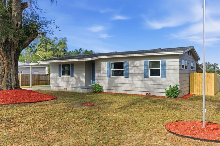 Cute as a button, fully renovated, no carpet, and no HOA! Welcome to 2803 Joleen Drive, a 3 bedroom plus den (easy 4th bedroom) and 2 bath home with 1,400 square feet on a fully fenced corner lot. This property has been completely updated for you: roof and central A/C in 2021, remodeled kitchen and baths in 2024, new luxury vinyl plank flooring in 2021, and a new water heater in 2023. You will love the bright, open living and kitchen setup that makes the space feel airy and functional, with plenty of storage. Out back, the fully-fenced yard is ready for pets, play, and weekend fun, and you also get a detached 8x10 shed with electric and A/C that is perfect as an outdoor office, she-shed, or extra storage. There is covered parking, double pane windows, and room for your boat or RV, plus you are close to downtown Eustis and the Chain of Lakes with easy access to everything that makes this area so fun. 4 mi. to Downtown Mt. Dora, 2 mi. to Downtown Eustis, and under an hour to Disney World and the MCO Airport. Walkable to the popular Tony's Pizza and brand-new 7-11 station. Perfect for an investment property or starter home! Estimated long-term rental range:
~$1,900-$2,100 monthly.