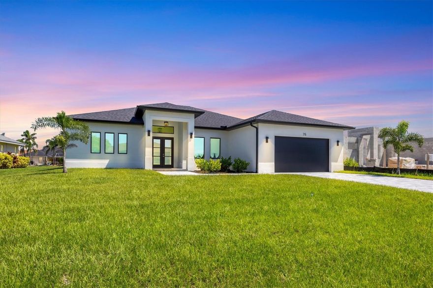 Immaculate Custom BRAND NEW BUILT WATERFRONT Home with Breathtaking Canal Views .Prime Location! POOL AND SPA! PUBLIC WATER AND PUBLIC SEWER! NO HOA OR CDD! ELEVATION  FFE +11.47 FT. NOT FLOOD ZONE!
Step into luxury with this meticulously maintained, custom-built residence, perfectly positioned on one professionally landscaped lots with captivating views of a freshwater canal. Designed with an emphasis on open space, natural light, and elegant detail, this home offers the ultimate Florida lifestyle.
Open-Concept Layout with soaring volume 10 FT ceilings and both single and double coffered accents
CUSTOM KITCHEN
QUARTZITE COUNTERTOPS
HIGH END APPLIANCES(kitchen aid)
PLUMBED FOR OUTDOOR KITCHEN AND SHOWER
PANORAMIC VIEW POOL SCREEN CAGE
HEATED POOL/SPA
OUTSIDE BATHROOM
Zero-Corner 8-Foot Sliding Glass Doors that seamlessly integrate indoor and outdoor living spaces
42” Soft-Close Wood Cabinetry,QUARTZITE countertops, breakfast bar, and UPGRADED KITCHEN AID stainless steel appliances in the upscale chef’s kitchen
Casual Dining Nook with tranquil canal views.
Diagonal Ceramic Tile Flooring throughout main living areas for a seamless feel
Luxurious Master Suite featuring:Two spacious walk-in closets plus an additional storage closet.
Direct access to the lanai via sliding glass doors.
Spa-like en-suite bathroom with walk-around tile shower, dual QUARTZITE vanities, and private closet
Guest Accommodations
Two generously sized guest bedrooms with ceiling fans and large closets
Second full bathroom with walk-in shower, perfectly situated to serve both guests and the pool area
Outdoor Oasis
Expansive 57' x 20' screened paver pool deck with a sparkling pool and tranquil fountain feature
Oversized covered lanai, ideal for year-round entertaining
Lush landscaping with concrete edging and canal-fed irrigation system (canal water saving on your water bill)
Additional Highlights
2-Car Garage with durable epoxy-coated flooring
Brick paver driveway and walkways enhance the home’s stunning curb appeal
Impact-resistant windows and doors for security and peace of mind
Substantial windstorm insurance credits thanks to impact protection
Centrally located near top-rated golf courses, fine dining, boutique shopping, and world-class marinas with direct access to the Intracoastal Waterway and the Gulf of Mexico. Just a short drive to pristine beaches, nature preserves, and some of the best fishing in the state.Experience the best of Florida with nearby beaches, golf courses, and outdoor recreational activities just a short drive away. Don't miss out on the chance to own this extraordinary home.