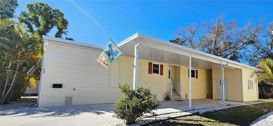 Welcome to Southwinds, one of Sarasota’s most desirable 55+ active communities! This well-maintained 2006 manufactured home offers the perfect blend of comfort, space, and affordability — ideal for year-round residents or seasonal snowbirds looking for an easy Florida lifestyle. Situated on a private corner lot shaded by mature trees, this home features a spacious open floor plan filled with natural light and comes with: covered carport * private storage shed for tools and extra storage * Dedicated laundry room with washer, dryer, utility sink, and built-in shelving.
The bright kitchen offers granite countertops, a center island, and plenty of cabinet space for storage and meal prep. The living room features vaulted ceilings with crown molding and opens to the dining area, creating a comfortable open layout. Two sliding glass doors lead to the deck and bring in great natural light. 
The primary suite is designed for comfort and relaxation, featuring an en-suite bath with an oversized soaking tub, separate walk-in shower, and ample vanity space. Two guest bedrooms — both with closets — provide flexibility for visitors, hobbies, or a home office. The guest bathroom includes a tub/shower combo. 
Southwinds is one of only four resident-owned manufactured home parks in Sarasota. The low HOA fee of just $195 a month includes cable and water — a rare value in today’s market. Residents enjoy an active social calendar with hobby clubs, exercise classes, and community gatherings, creating a welcoming and friendly atmosphere.
Conveniently located near shopping, dining, medical facilities, and just a short drive to Sarasota’s beautiful Gulf beaches, this home offers affordable living in a vibrant 55+ community.
Whether you’re looking for a winter retreat or a full-time Florida residence, this move-in ready home checks all the boxes.