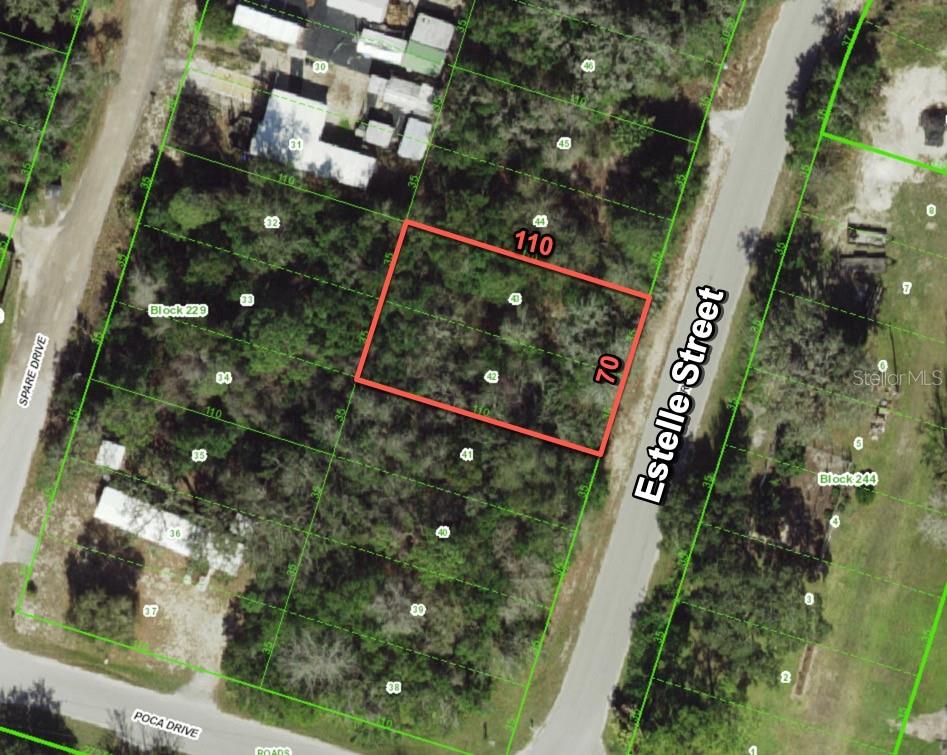 Mobile homes and site built homes Allowed! Paved Road! High and Dry! Approximately .18 Acre, wooded lot with electricity services on the street. Build your dream home today or invest in your future! Located in the Moon Lake Estates subdivision in Pasco County. Welcome to Florida's Nature Coast, abundant with rivers and springs, state forests and preserves, and the waters of the Gulf coast. Land and water adventures await your arrival. Go hiking, biking, riding, boating and more. Shopping, dining, and entertainment are all nearby. Easy access to the Suncoast Parkway, I-75, US 19 and US 41 make the Tampa Bay area, Orlando, and Ocala all an easy trip. Buy this property today for a quick cash price of $17,500. That's far below nearby comparable sales and WAY below nearby properties on the market!
The property is a vacant lot and does not yet have an official assigned address. The address used is from online sources and is for location and marketing purposes only. Use the address next door of 9125 Estelle Street, New Port Richey to navigate to the area. Or use 28.289750, -82.603327 with your GPS or Maps App to navigate directly to the site. From the corner of Moon Lake Road and Banbury Ave, head east on Banbury for approximately .7 mile. Turn right (south) on Lake Drive for .5 mile. Turn left (east) on Spare Drive for .2 mile. Turn right (east) on Poca Drive. Turn left (northeast) on Estelle Street. The subject will be on your left, approximately 140 feet down. Please see the attached maps and aerials.