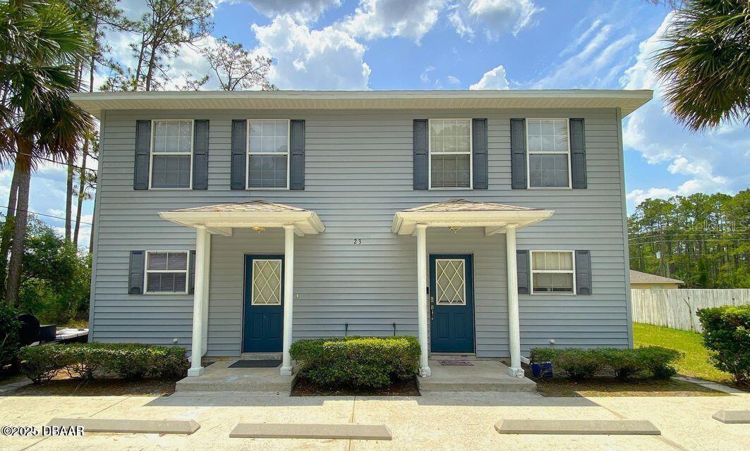 Great Investment Opportunity! 4-bedroom, 4-bathroom duplex in a great Palm Coast neighborhood, near Rymfire Elementary School. This Duplex has Immediate Income and Owner-Occupant potential with no CDD or HOA Fees. This Income generating and flexible, move in ready property has one unit rented long term and the other month to month. Unit A is a year lease at $1200 per month until Dec 2025, and unit B is month to month and currently rented at $980. New Roof installed in 2024. Both well maintained units are identical in size and layout. The functional, open floor-plan offers a nice flow from the kitchen to the dining room to the living room with sliding glass doors to the large private backyard and patio. Great Location: close to I95, Schools, Flagler Beach, Restaurants, and Shopping.