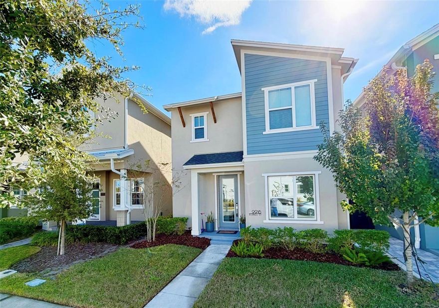 Laureate Park David Weekley home, perfectly situated with PARK VIEWS. This modern 3 bed, 2.5 bath home with private office and upstairs loft has it all with designer finishes throughout. This beautiful residence has many CUSTOM upgrades including: Gourmet Kitchen, custom dual tone cabinets/island, built-in ovens, upgraded appliance package with beverage center, wood plank floors, designer lighting, hand crafted wood stairs/railing, quartz counters throughout, and a private back lanai. As you enter the home, you are greeted by the open foyer, private office/flex/4th bedroom, and a trendy bath. The very spacious open concept floor plan has a large kitchen with a dine-in island, informal dining and a great room that can accommodate large families. Upstairs, you'll find the luxurious owner’s suite, complete with a spacious walk-in closet and a spa-like ensuite bathroom with dual vanities and an oversized glass-enclosed shower. A versatile loft/playroom, two additional bedrooms, and one full bathroom complete the upper level. Outside, a private lanai, patio and a fenced-in backyard complete this perfect family home. Over $100,000 in builder and homeowner upgrades. Must see in person to fully appreciate every detail of this rare home since there are too many features to list. Laureate Park is Lake Nona's premier community which includes FREE 1GB fiber internet, pools, fitness center, many beautiful parks, lakes, 40% green space and A-rated schools. Nearby are Lake Nona's Medical City, Town Center, USTA, KPMG, dining, shopping and quick access to the airport, 417 expressway.