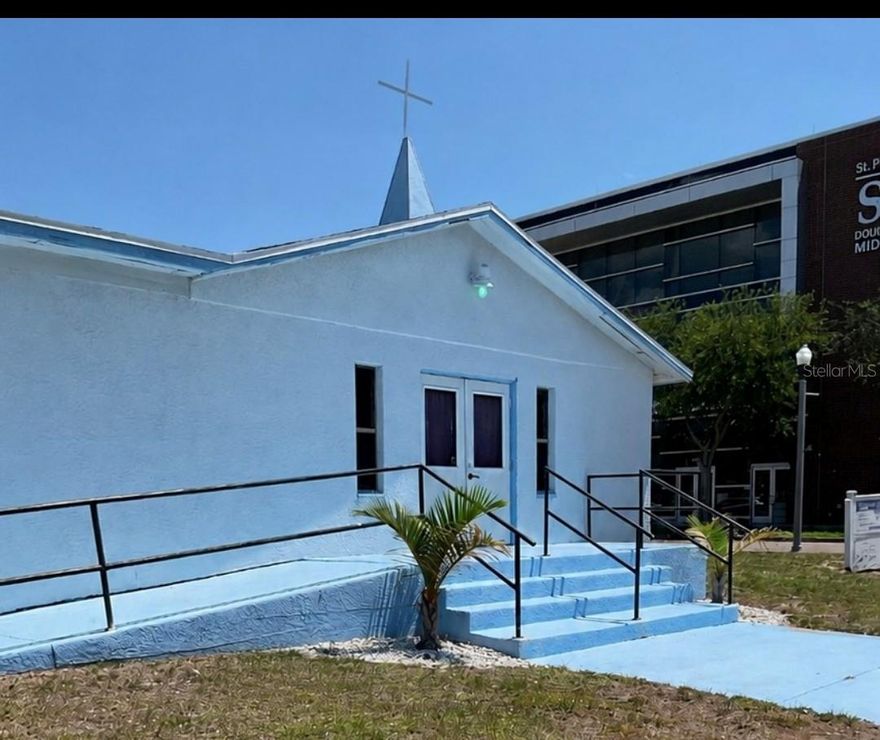 An exceptional opportunity to acquire a landmark property positioned within a growing St. Petersburg corridor. This distinctive offering presents space, presence, and potential for continued religious use, community engagement, educational use, or other approved opportunities. Convenient access, established surroundings, and flexible possibilities make this a property worth exploring.  Buyer to independently verify zoning, measurements, permitted use, and development potential.