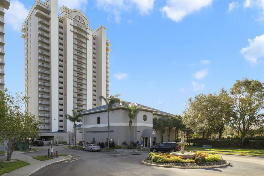 Newly renovated unit on the 18th floor with beautiful water view.Enjoy resort-style waterfront living in this beautifully updated condominium offering stunning water views and a thoughtfully designed open layout. The home features a modern galley kitchen with granite countertops, stainless steel appliances, and updated cabinetry, seamlessly flowing into a bright living and dining area with wood-look flooring, crown molding, tray ceilings, recessed lighting, and contemporary fixtures. The sun-filled living room opens to a private covered balcony—perfect for relaxing or entertaining while enjoying expansive waterfront views.The spacious primary bedroom offers direct balcony access through sliding glass doors, abundant natural light, and a tranquil retreat. Two additional bedrooms provide flexible space for guests, a home office, or additional living needs. The well-appointed bathroom includes a double-sink granite vanity, modern fixtures, and a tub/shower combination. Community amenities include a waterfront pool, walking paths, and dock access, all set within a well-maintained waterfront environment conveniently located near shopping, dining, and major roadways. Two miles to the entrance of Disney World, 8mins drive to Disney Spring, near Universal Studio, Outlet ,Orange County Convention Center ect. Owner may self-manage the property through Airbnb or VRBO, or hire a property management company to generate passive income. HOA fee covers TV cable, WiFI, Elevator, exterior Maintenance and water.