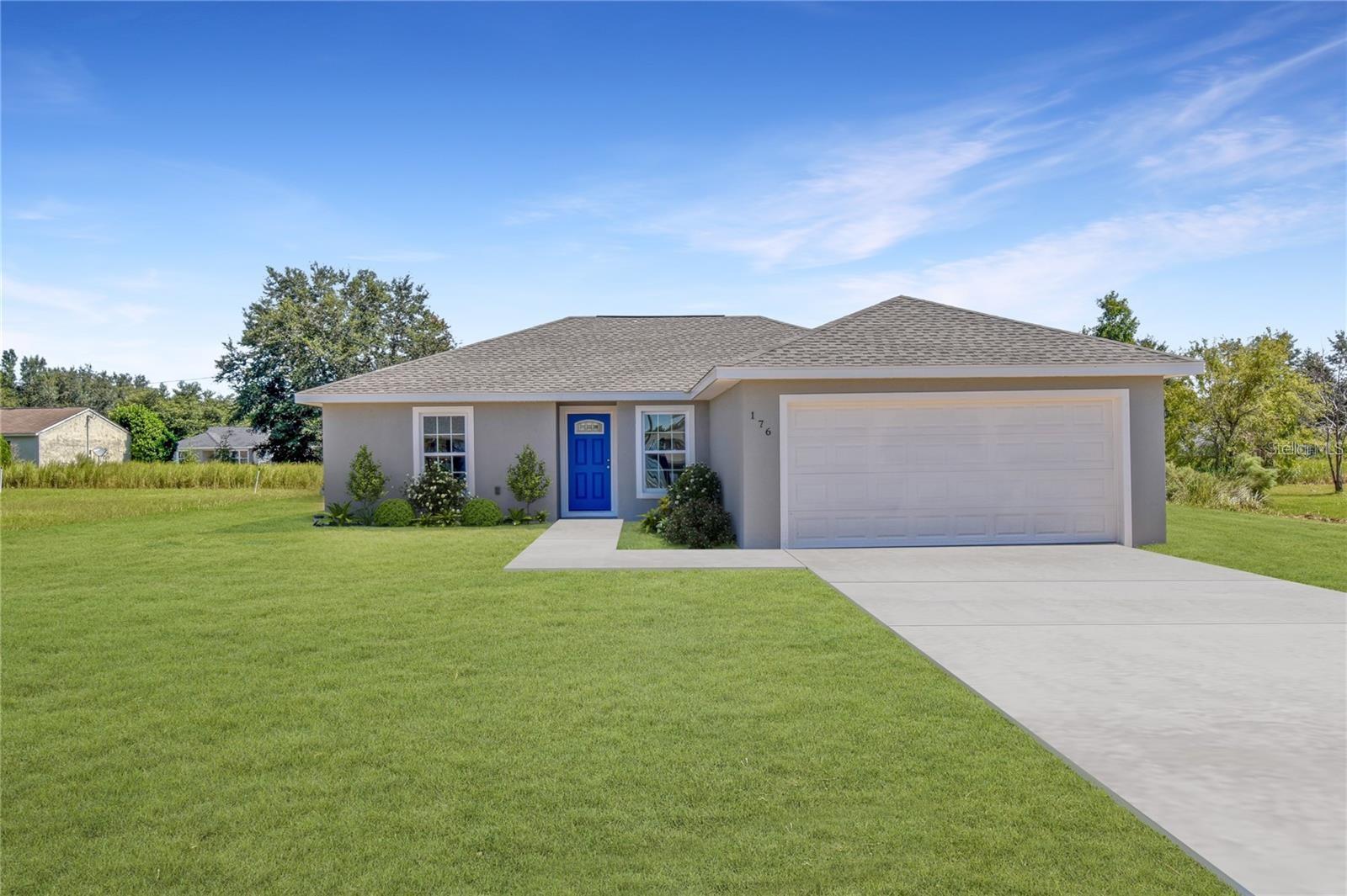 One or more photo(s) has been virtually staged. Under Construction. Absolutely stunning BRAND NEW 2025 CONSTRUCTION SINGLE FAMILY home in Rainbow Ends Community in Dunnellon! This is 3-bedroom, 2-bathroom home. The kitchen showcases an island, flat-top stove and refrigerator, solid new cabinets, solid stone countertops, and crown molding. This gourmet oversized kitchen is a breeze to keep pristine. The open floor plan at the living room make it the ideal spot for family gatherings. The spacious master bedroom features a walk-in closet. Conveniently situated near The Rainbow River State Park, as well as a wealth of restaurants and shopping options and walking distance to the Rainbow Ends Golf Course. Don't miss the chance to see this wonderful home today. Light and bright throughout, the interior is finished with stainless steel appliances, solid stone countertops in the kitchen/bathrooms, and luxury vinyl flooring throughout. Located just a few short minutes from the beautiful Rainbow Springs, where you can enjoy fishing, boating, camping and Golf and so much more. Interior and exterior colors, finishes, and garage orientation may vary for actual home. Builders warranty included. Your paradise awaits.