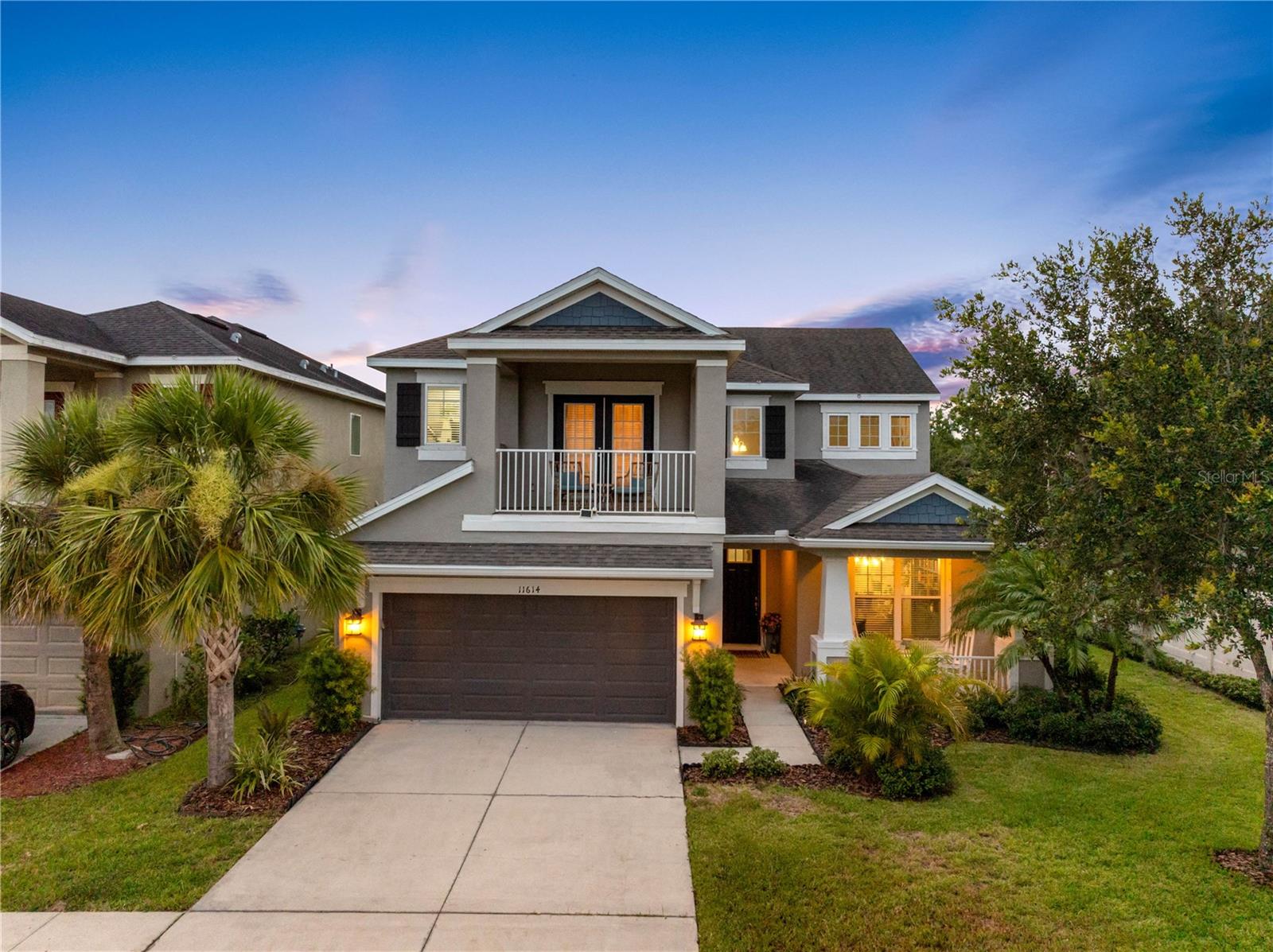 Welcome to this exceptionally rare corner-lot gem, nestled on a generous .21-acre lot (9,119 sq ft) in the highly sought-after Palms at Citrus Park, within the vibrant Westchase area. This 4-bedroom, 3.5-bathroom residence with a private saltwater pool offers 3,467 sq ft of refined living space, thoughtfully designed for modern luxury and comfort. After purchase, the owners invested approximately $100,000 in premium custom upgrades, including the addition of the saltwater pool, creating an unmatched indoor-outdoor living experience. From the moment you arrive, the oversized driveway (fits 4–6 vehicles) and striking stone-accented elevation set the tone for the elegant details inside. Step through the front door to discover an array of luxury upgrades—a custom-built library wall, chic coffee bar, designer mudroom, and high-end finishes in every room. The heart of the home is the gourmet chef’s kitchen, featuring quartz countertops, stainless steel appliances, and rich wood cabinetry—ideal for both entertaining and everyday living. Host dinners in the formal dining room, relax in the spacious living areas, or enjoy breakfast in the sunlit nook. The luxurious primary suite impresses with a tray ceiling, French doors leading to a private balcony, and a spa-inspired ensuite bath with a beautifully upgraded walk-in shower. Upstairs, you’ll find all four bedrooms, three full bathrooms, and a generous loft—perfect for a media room, playroom, or home office. Step outside into your private backyard retreat, complete with a custom saltwater pool, water features, and peaceful pond views—perfect for summer gatherings or quiet evenings under the stars. Additional Highlights: 2-car garage, Soaring & tray ceilings, Premium corner lot, Low HOA, No CDD, Gated community. Conveniently located near Citrus Park Mall, Publix, Costco, Sprouts, and with easy access to the Veteran’s Expressway for seamless travel to downtown Tampa, Tampa International Airport, and Clearwater Beach. Zoned for top-rated Westchase schools, this home is the ideal combination of elegance, comfort, and location. Schedule your private showing today to experience this one-of-a-kind home and its exceptional upgrades firsthand!